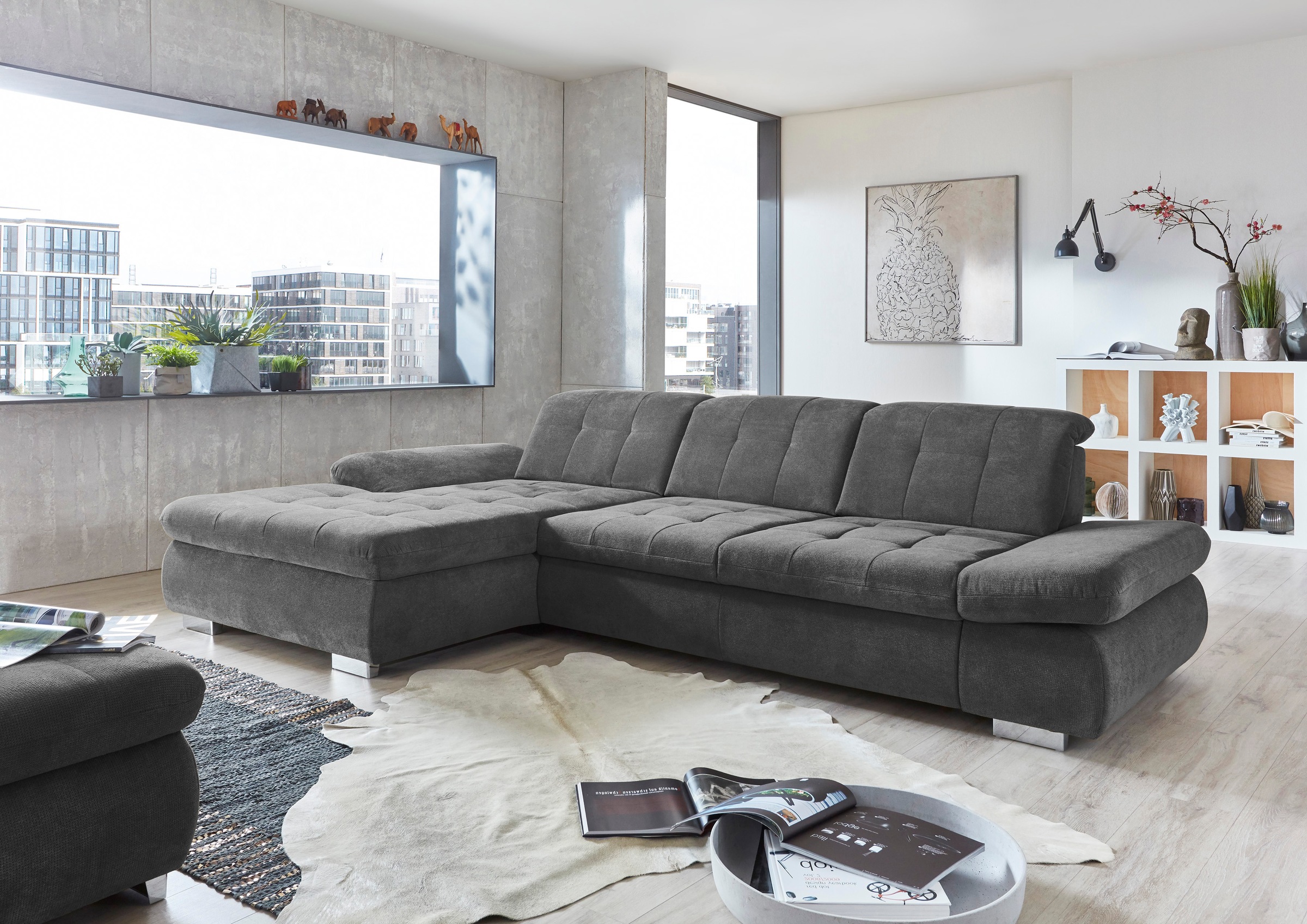 Die PlanBar Ecksofa »MP-IN17004 L-Form«, wahlweise mit Bettfunktion, Sitztiefen- und Kopfteilverstellung