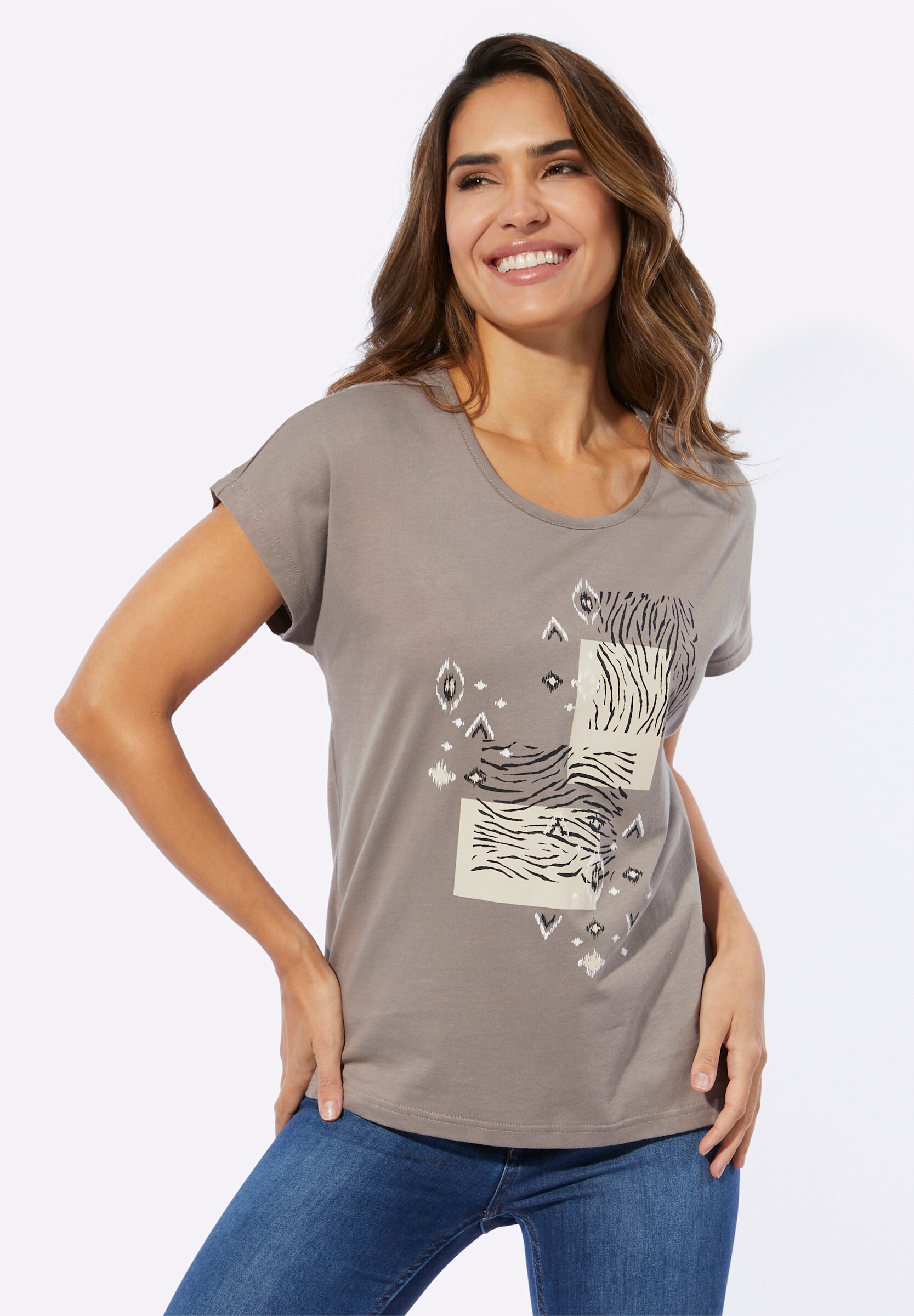 Sieh an! T-Shirt »Rundhals-Shirt Rundhalsshirt im Ethno-Stil«