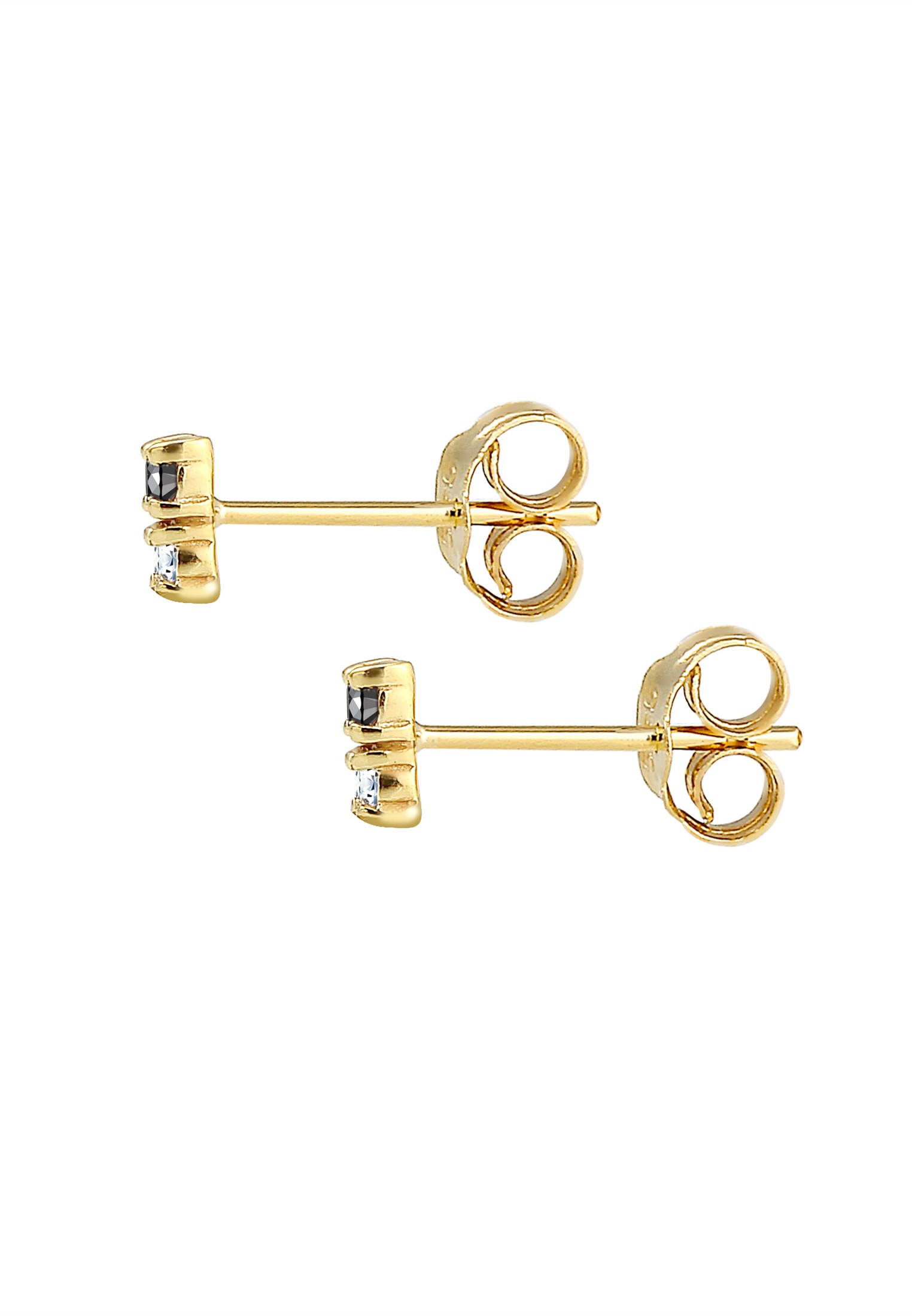 Elli DIAMONDS Paar Ohrstecker »Ohrringe Ohrstecker Bi-Color Schwarz Weiß Diamant (0.12 ct.) 375 Gold«