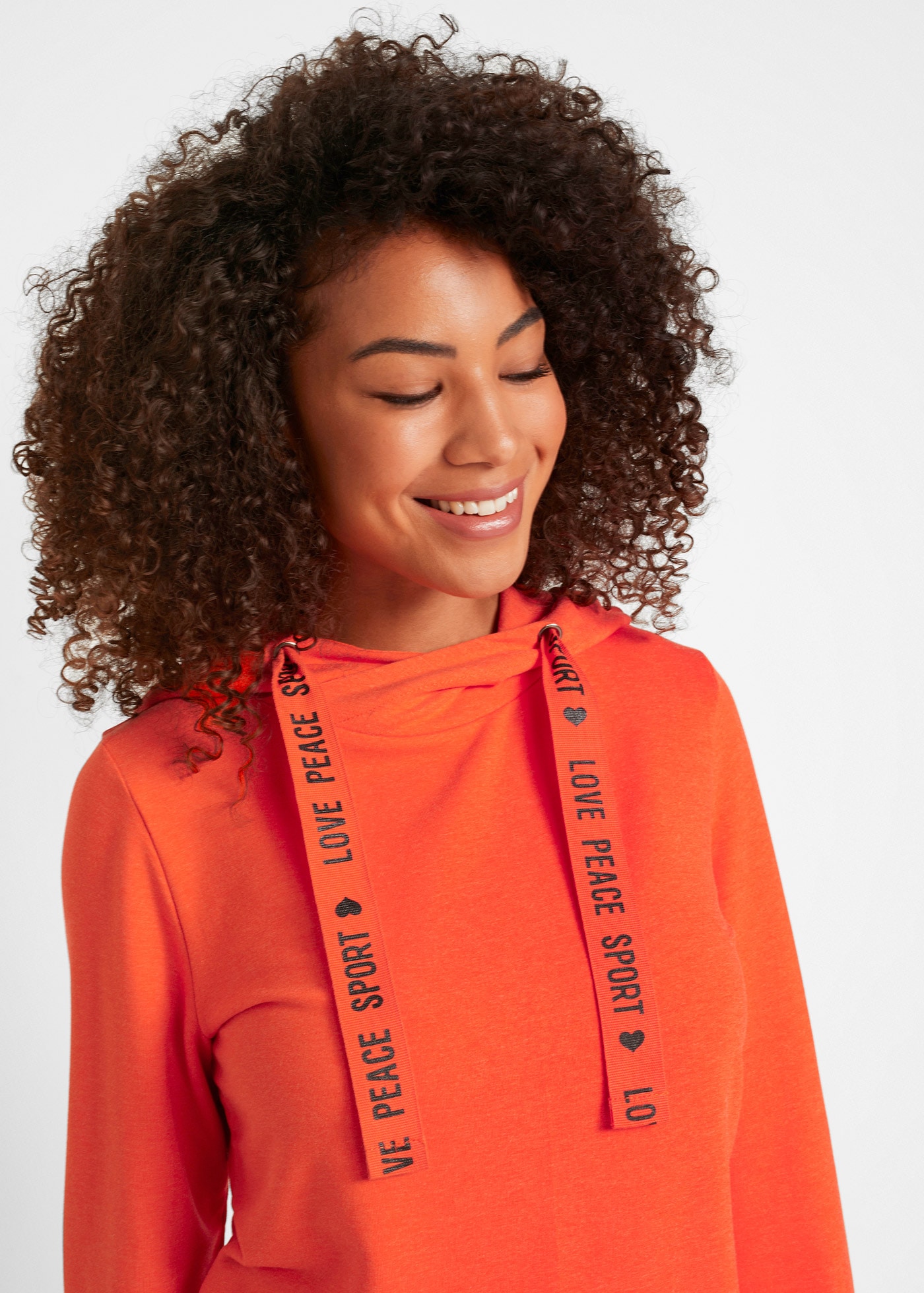 bonprix Kapuzensweatshirt , bequeme Passform, bedrucktes Bindeband, mit Kängurutasche
