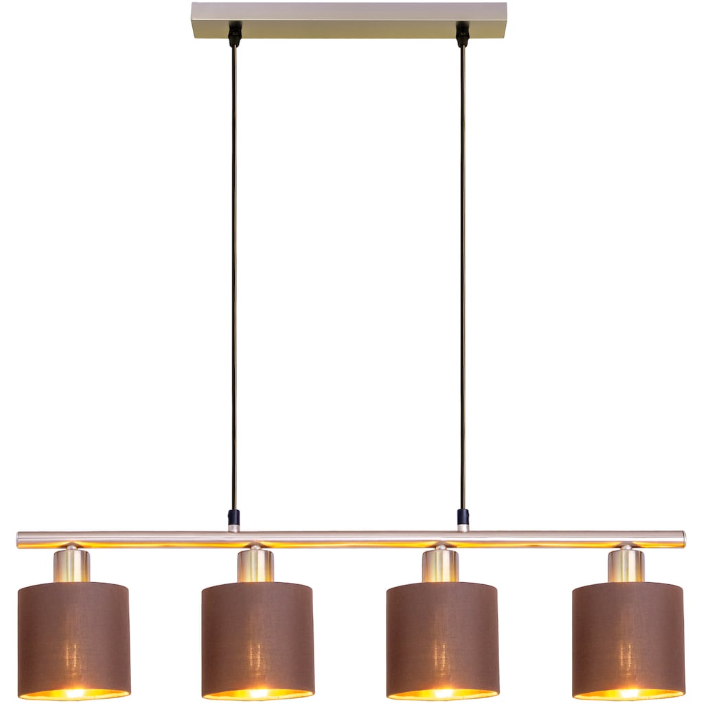 näve Pendelleuchte »Maron«, 4 flammig-flammig, 4er Pendel, E14 max. 40W, braun/gold/satin-nickel, Stahl/Textil