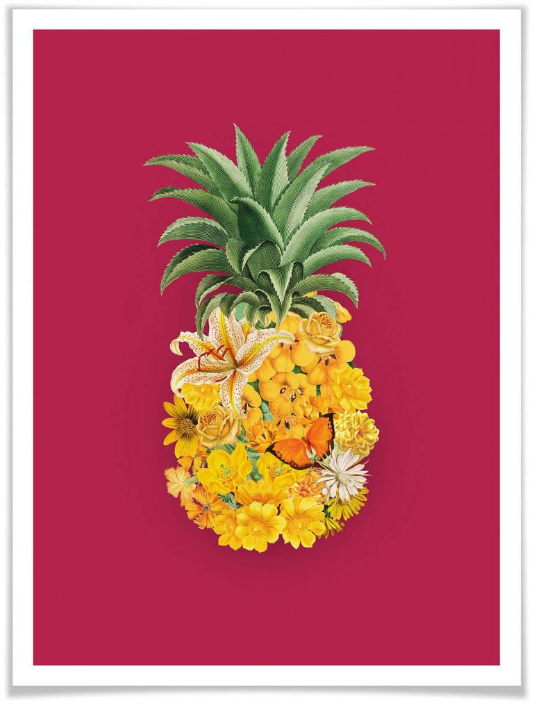 Wall-Art Poster »Ananas Blume Pink«, Blumen, (1 St.)