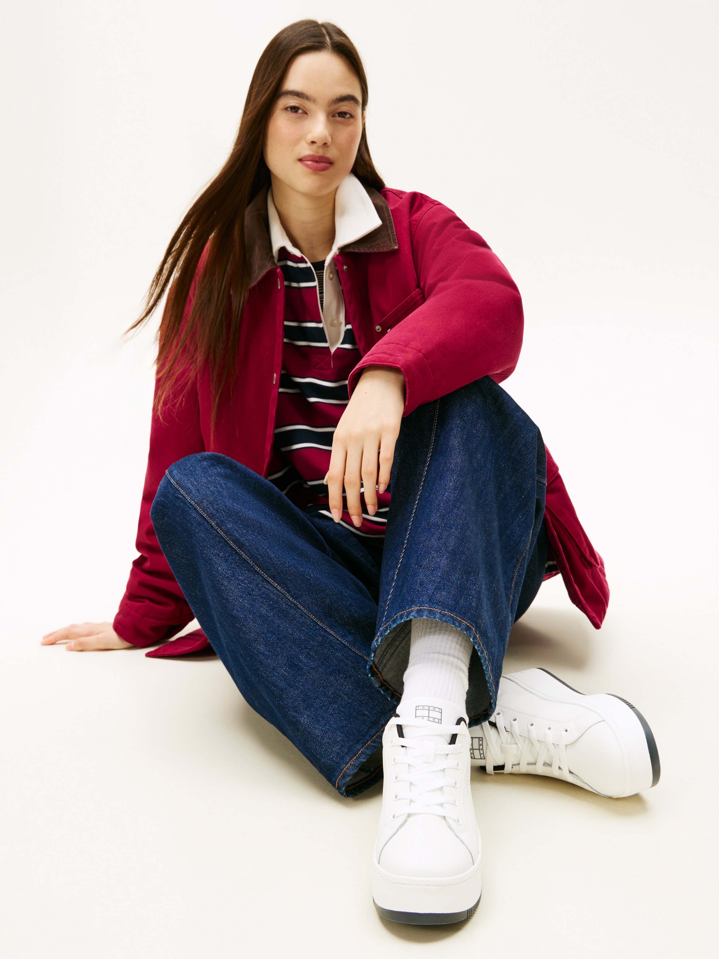 Tommy Jeans Plateausneaker »TJW FLATFORM ESS MU«  , Freizeitschuh, Halbschuh, Schnürschuh mit Kontrastbesatz