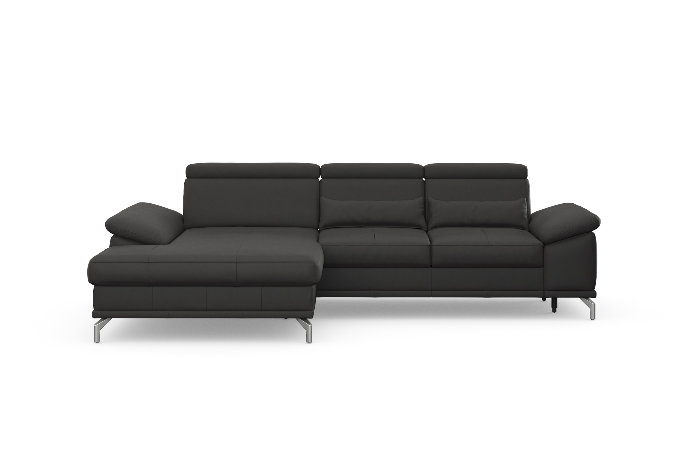 sit&more Ecksofa »Cabrio L-Form, mit Sitztiefenverstellung, Arm- und Kopfteilverstellung«, 2 Nierenkissen, Federkern, optional Bettfunktion und Stauraum