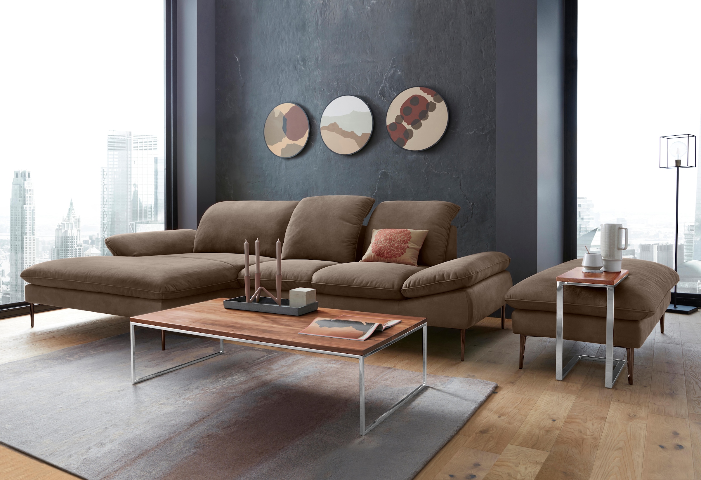 W.SCHILLIG Ecksofa »enjoy&MORE, Designsofa, bequem, zeitlos und elegant, L-Form« Sitztiefenverstellung, Füße bronze pulverbeschichtet, Breite 310 cm