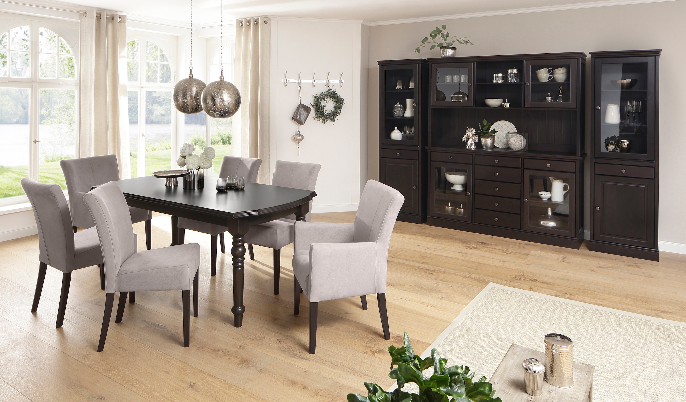 Home affaire Esszimmerstuhl »King«, Luxus-Microfaser, Polsterstuhl, Armlehnstuhl, Gestell Massivholz