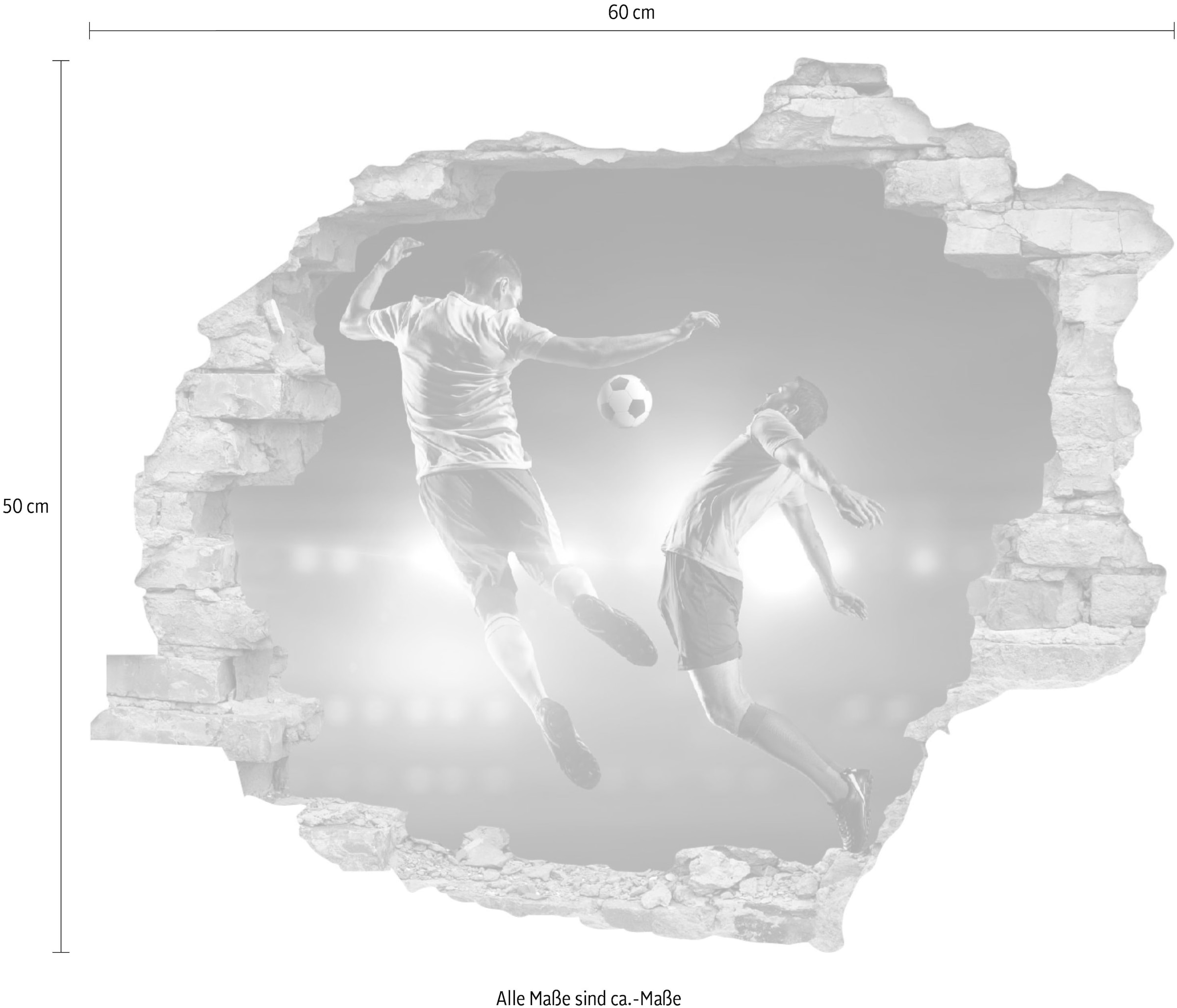 queence Wandtattoo »Fußball«, (1 St.), Wandsticker, Wandbild, selbstklebend, 3D, Wanddurchbruch