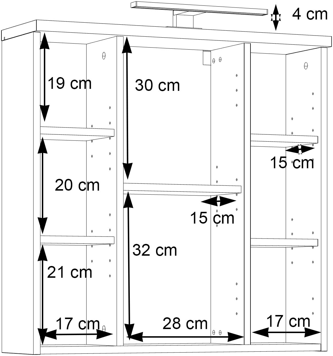 FORTE Spiegelschrank »Veris«, Spiegelhängeschrank, Beleuchtung, Stauraum