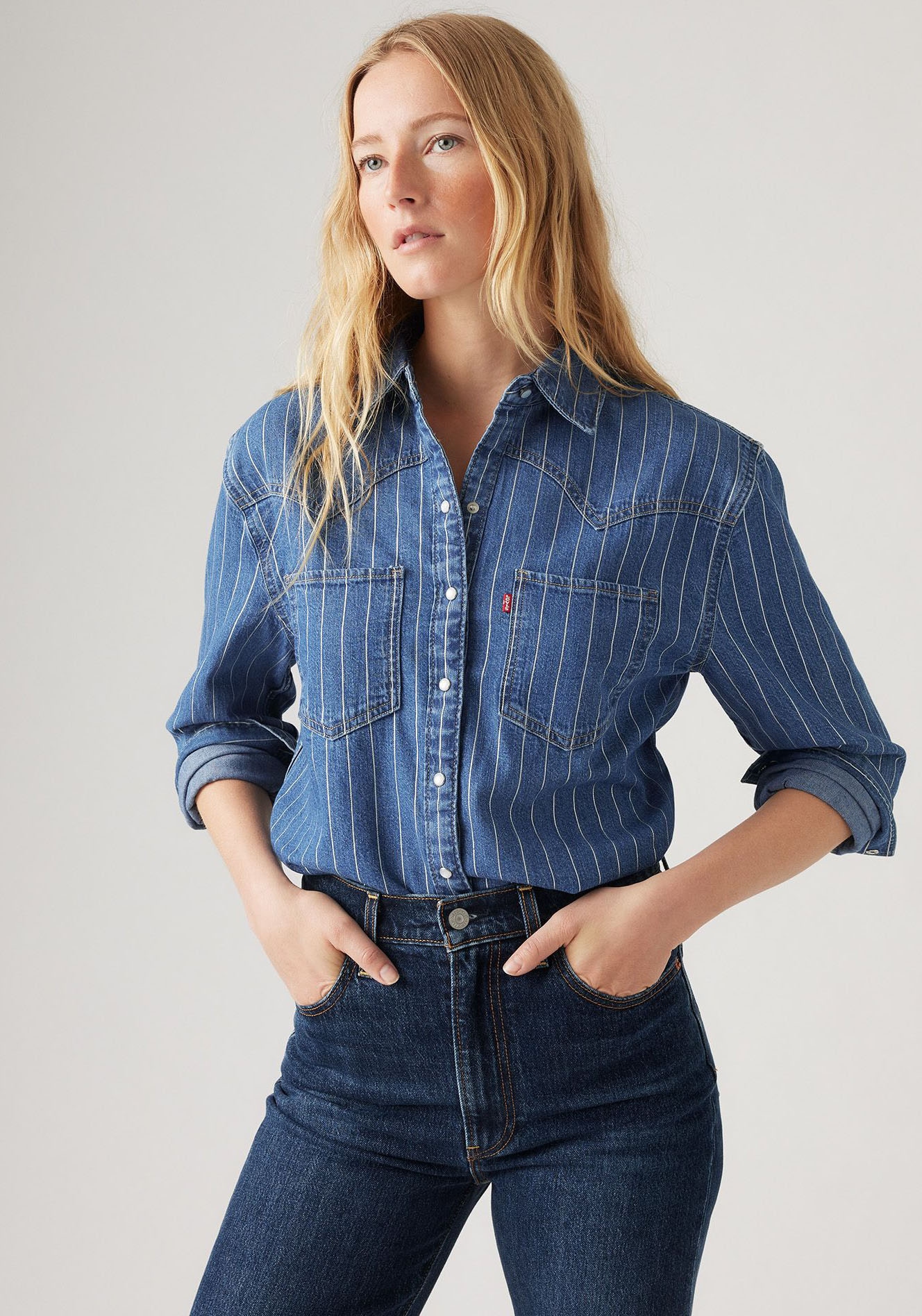 Jeansbluse »TEODORA WESTERN SHIRT«, mit Streifenmuster