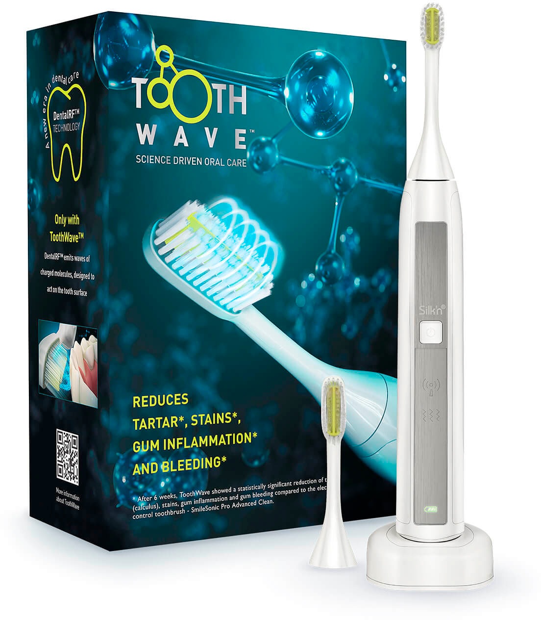 Silk'n Schallzahnbürste »Silk'n ToothWave«, 2 St. Aufsteckbürsten, wasserdicht ( IP67 zertifiziert)