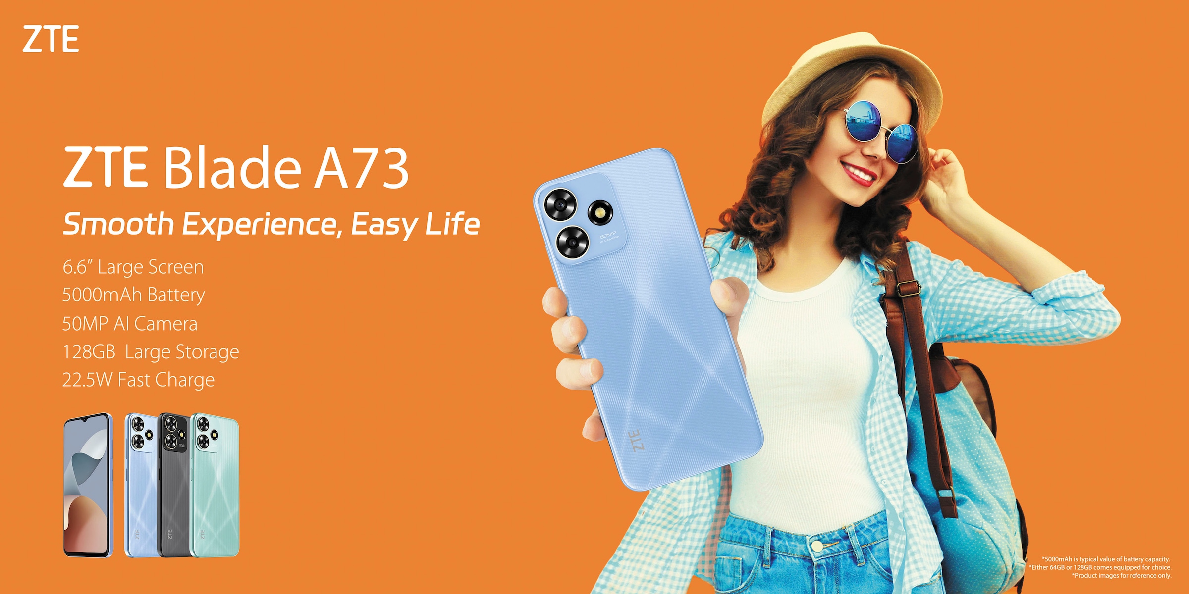 ZTE Smartphone »Blade A73«, blau, 16,76 cm/6,6 Zoll, 128 GB Speicherplatz, 50  MP Kamera jetzt kaufen bei OTTO
