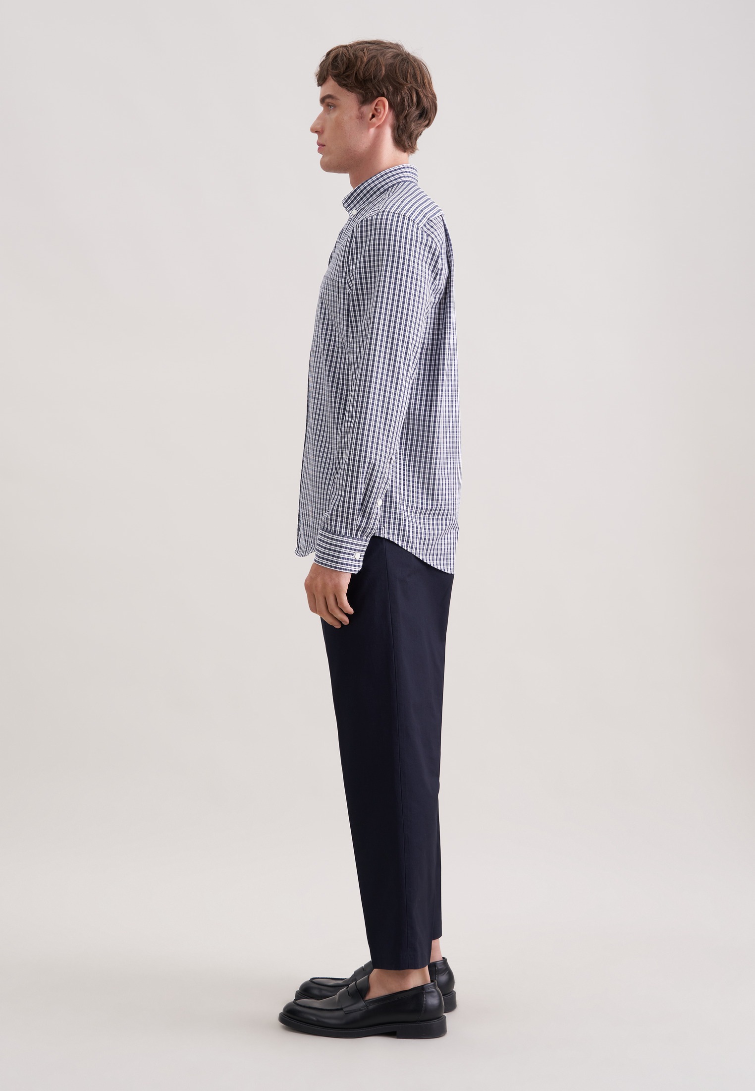 seidensticker Businesshemd Regular 1/1 Button-Down-Kragen Karo