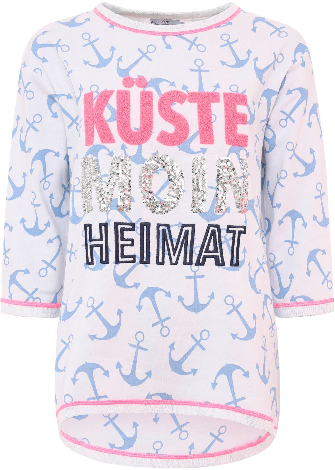 Zwillingsherz Langarmshirt »"Küste Moin Heimat"«, mit Zebramuster und Frontmotiv, mit 3/4 Arm