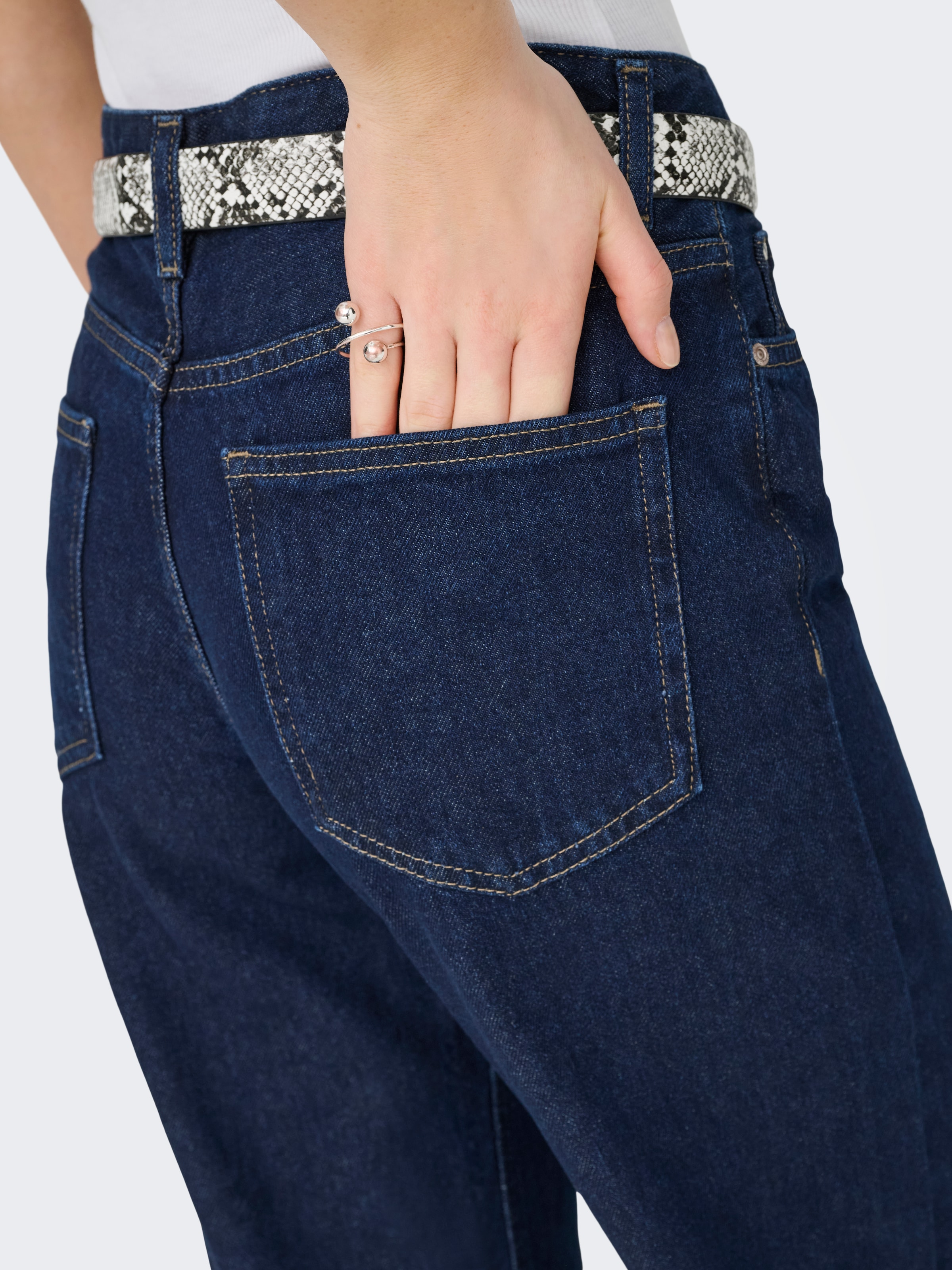 ONLY Weite Jeans »ONLELLA MW WIDE FOLDUP DNM TAI988« Baumwolle, regular waist, wide fit