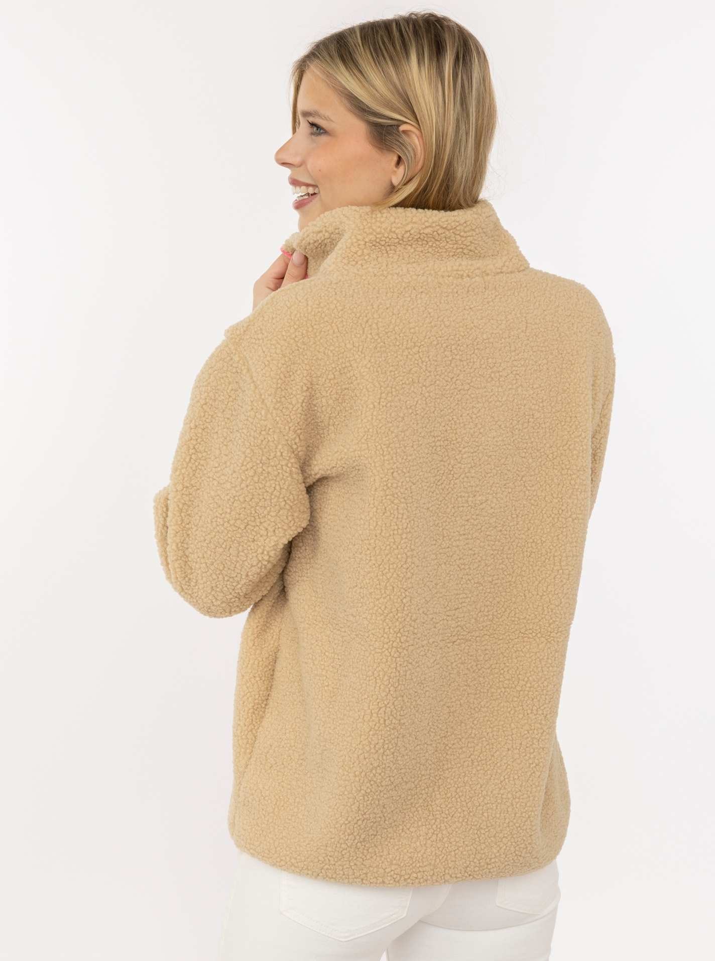 Zwillingsherz Bomberjacke »"Classic"« kuscheliges Teddy-Fleece , Kontrastdetails, Brutstasche, Stehkragen