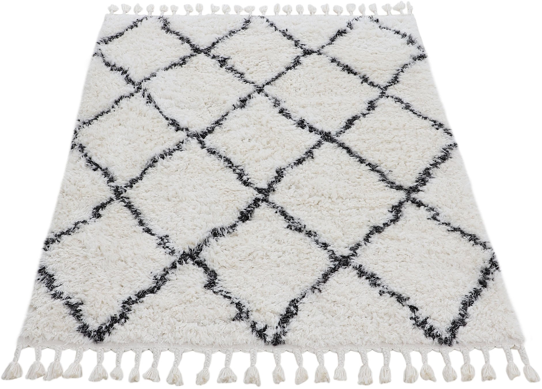 carpetfine Hochflor-Teppich »Eddy« rechteckig 30 mm Höhe Shaggy, auch als Läufer und in quadratisch, mit Fransen, Wohnzimmer