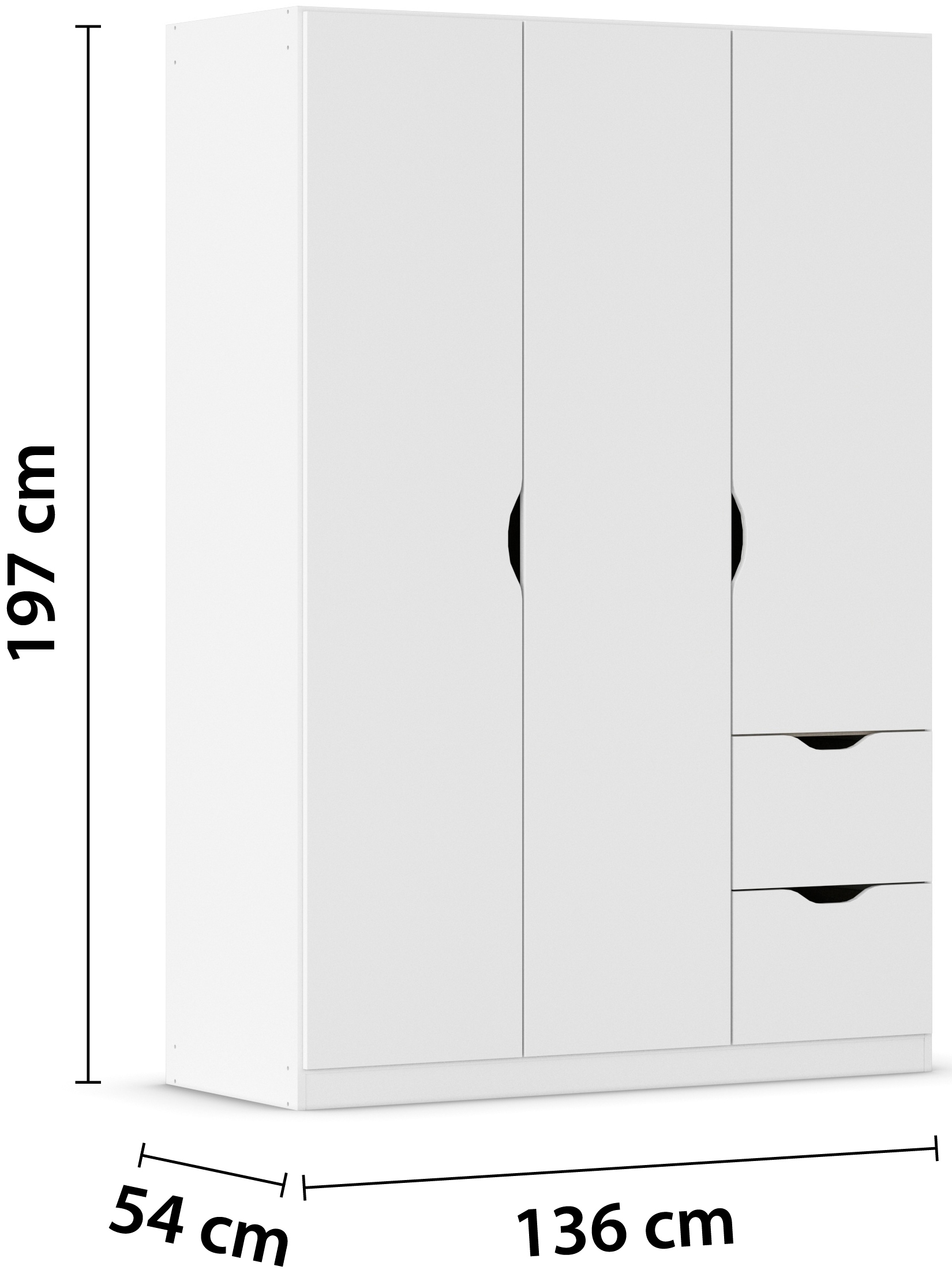 rauch Kleiderschrank »Freising geräumiger Schrank Garderobe Schlafzimmerschrank«, (in 2 Breiten erhältlich TOP ANGEBOT !), mit Griffmulden und Schubkästen OTTO´s Chois TOP PRODUKT