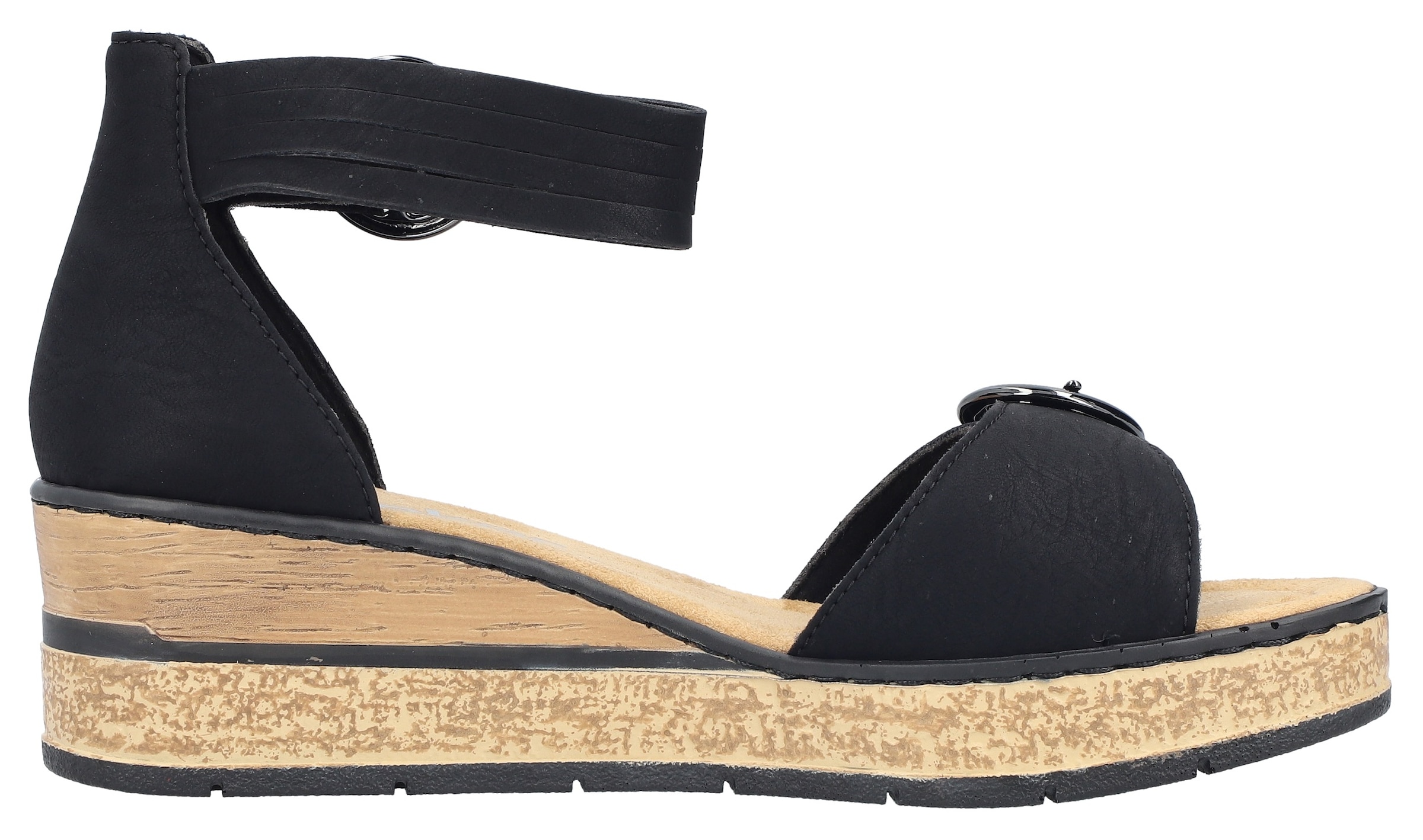 Rieker Keilsandalette  Sommerschuh, Urlaubsschuh, Sandale mit trendy Fesselriemchen