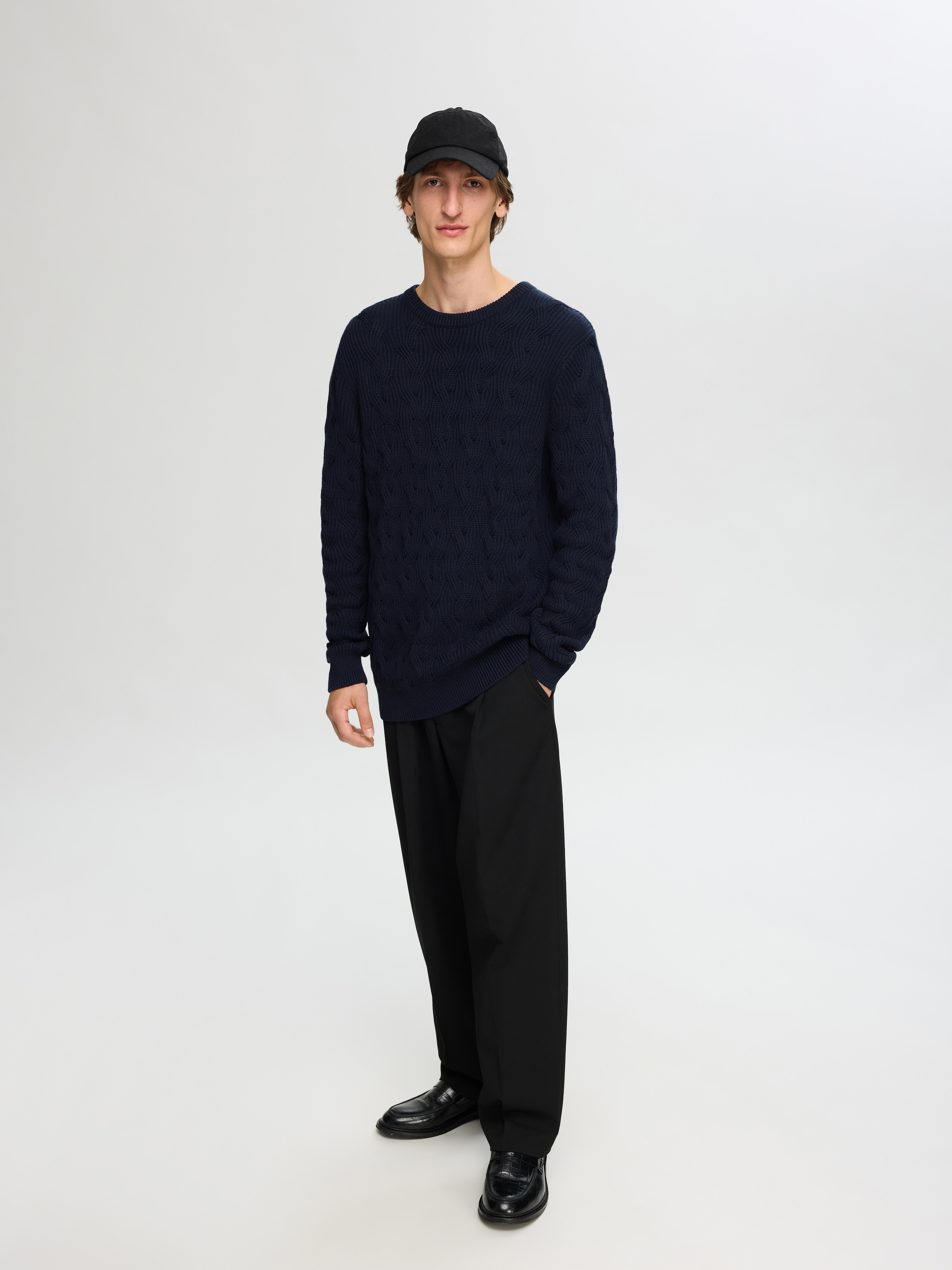 SELECTED HOMME Strickpullover »SLHCALLIS LS KNIT CABLE CREW NECK NOOS«