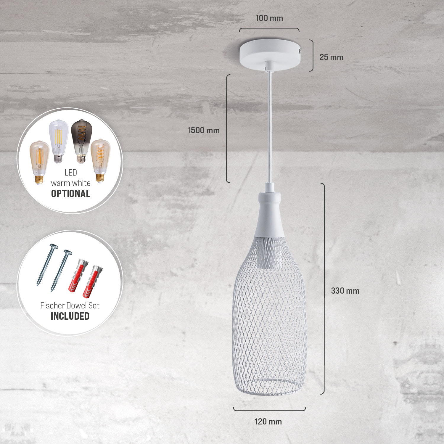 Paco Home Pendelleuchte »DESMOND« E27 Hängelampe Esszimmer Esstischlampe Metall 1,5m Textilkabel Kürzbar