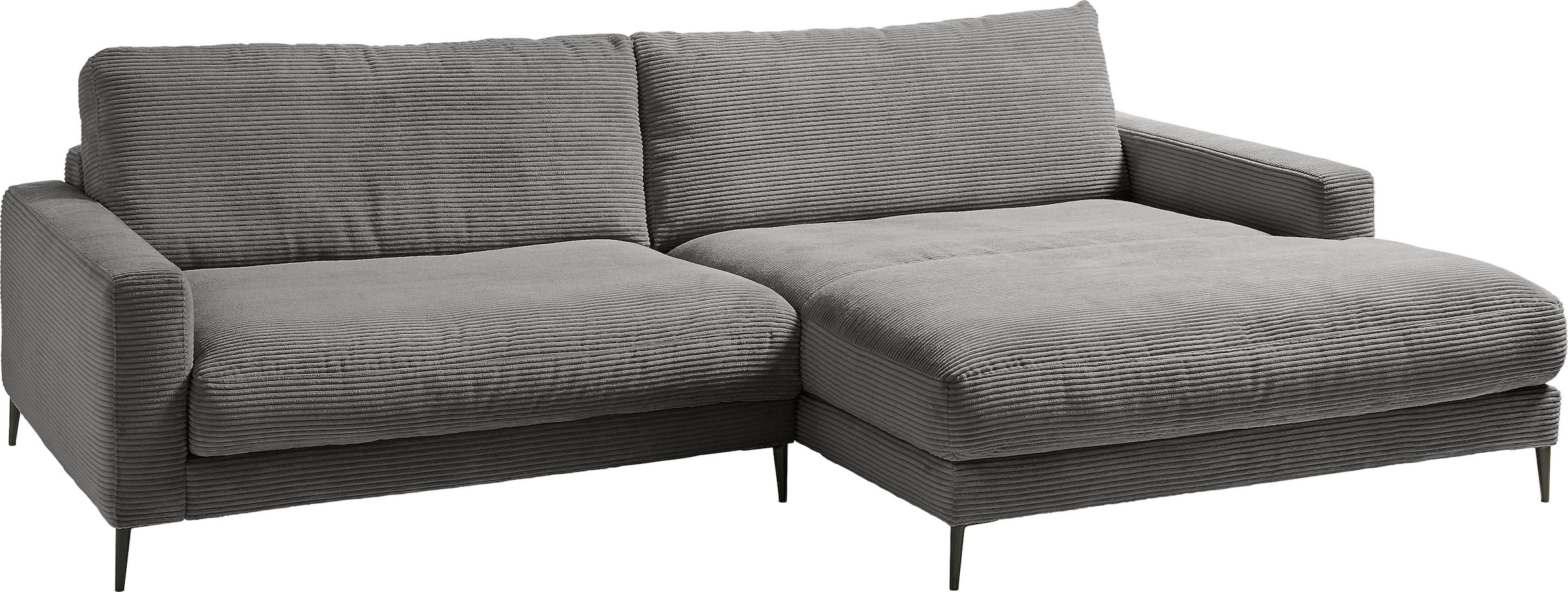 INOSIGN Ecksofa »Downtown, B/T/H: 272/190/84 cm L-Form«, weicher Sitzkomfort auch in Cord und Bouclé, incl. Zierkissen