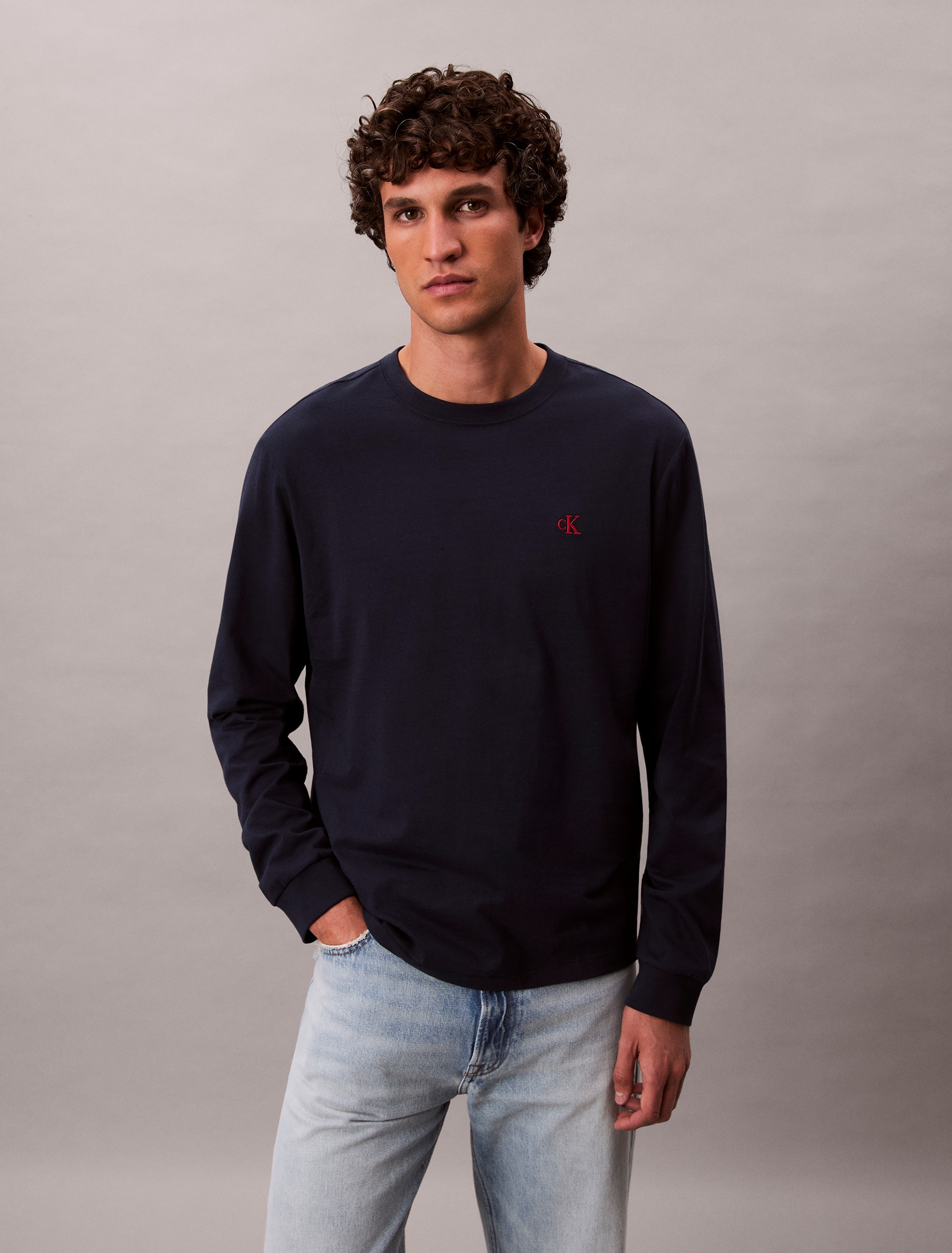 Calvin Klein Jeans Langarmshirt »LS EASY MONOGRAM TEE« Mit Rundhalsausschnitt, regular fit
