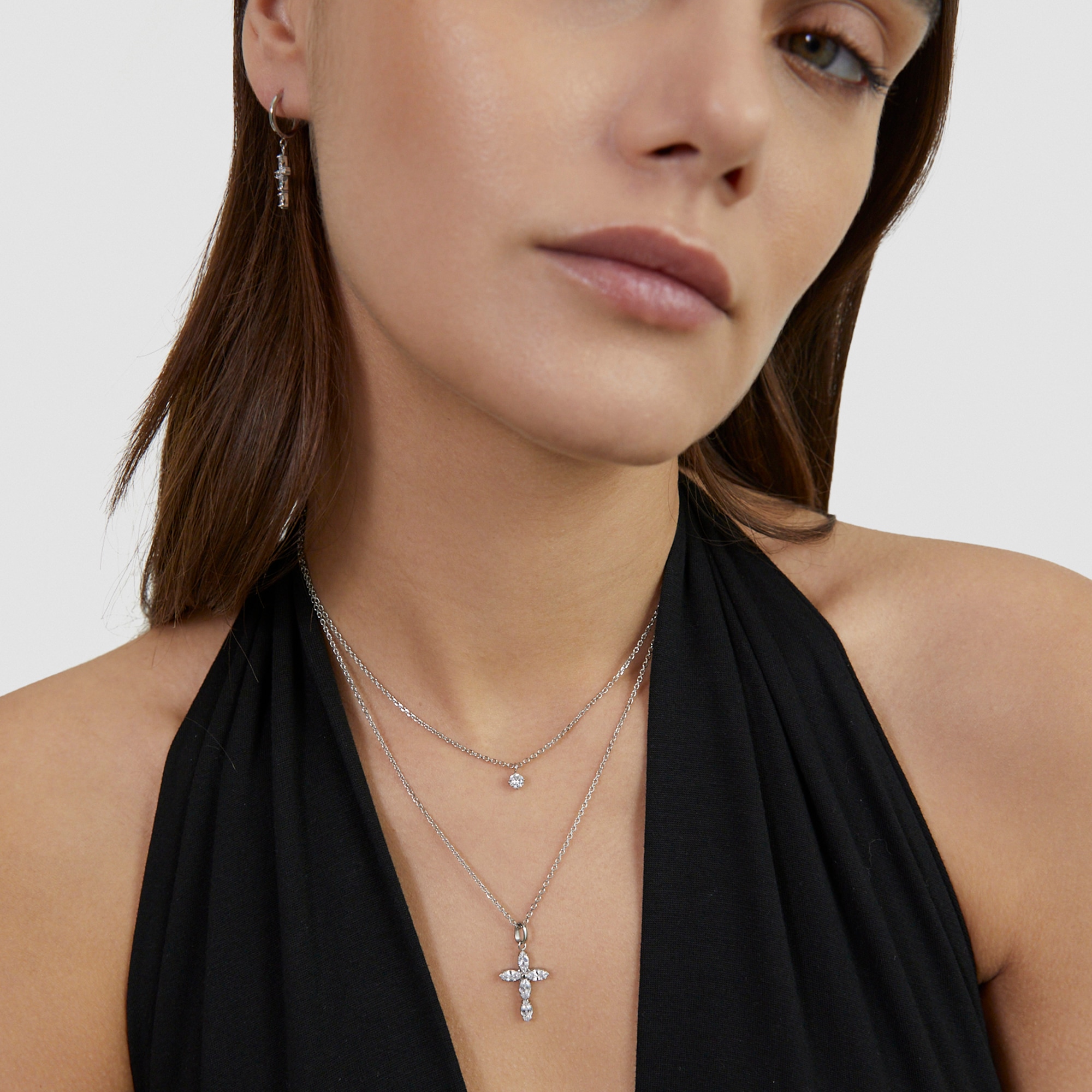 Tamaris Edelstahlketten-Set »Cross, Kreuz« mit Zirkonia (synth.)