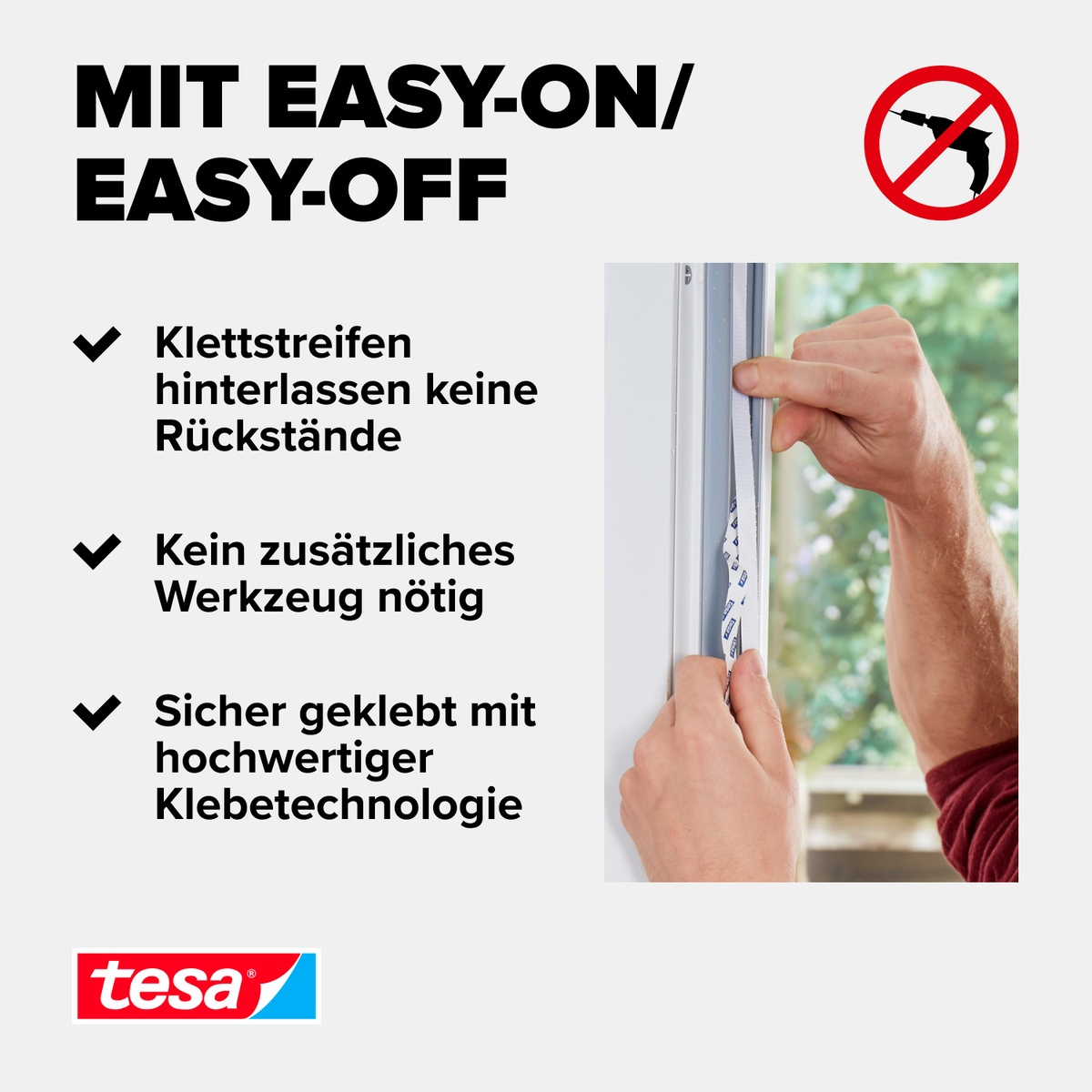 tesa Insektenschutz-Fensterrahmen »Insect Stop Comfort SUN Protect Fliegengitter für Fenster - 1.3m:1.5m«, Insektenschutzgitter mit Sonnenschutz - ohne Bohren - schwarz