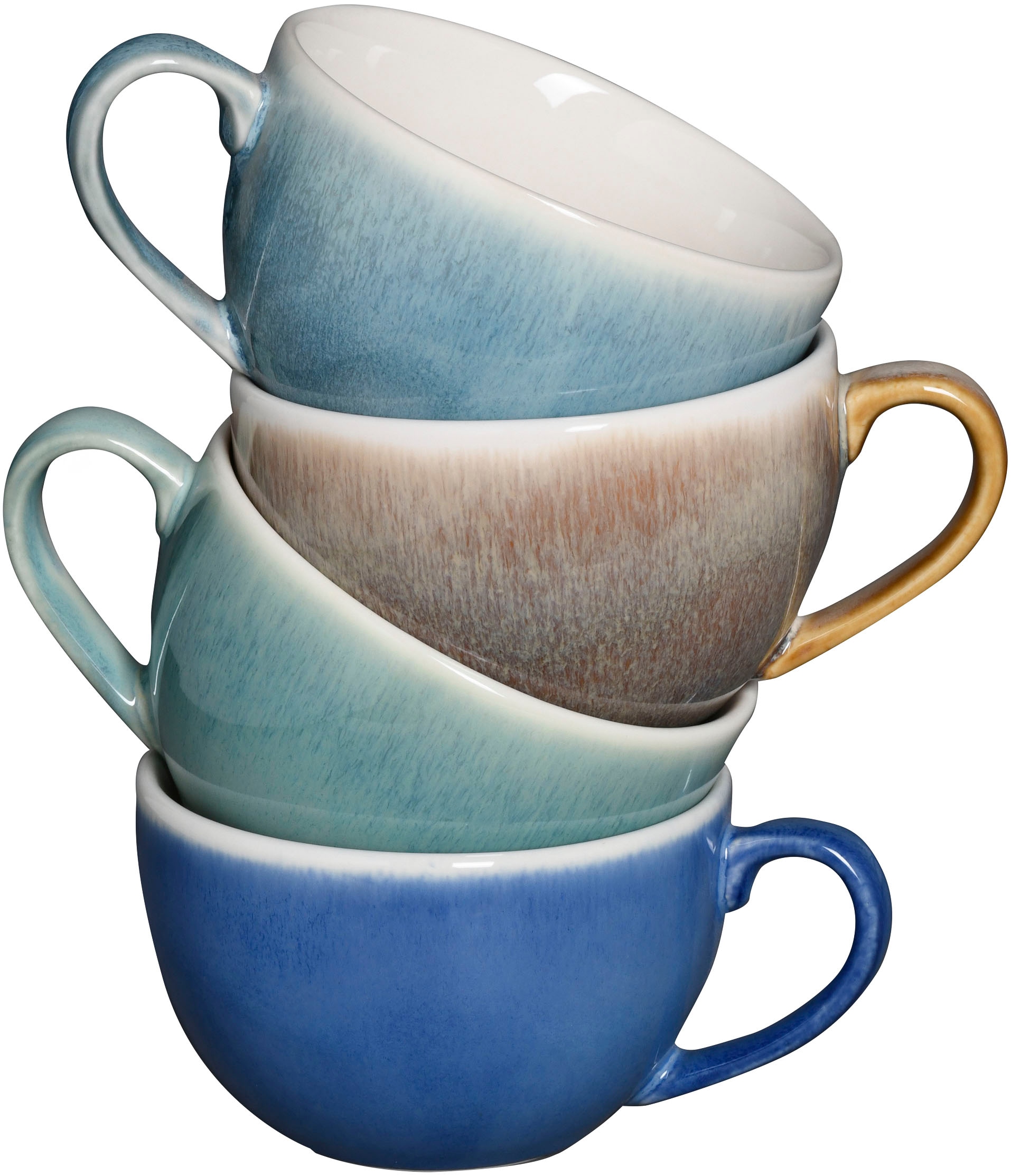 CreaTable Cappuccinotasse »Caldera Mix, Cappuccino-Set, 8-tlg.« Reaktivglasur