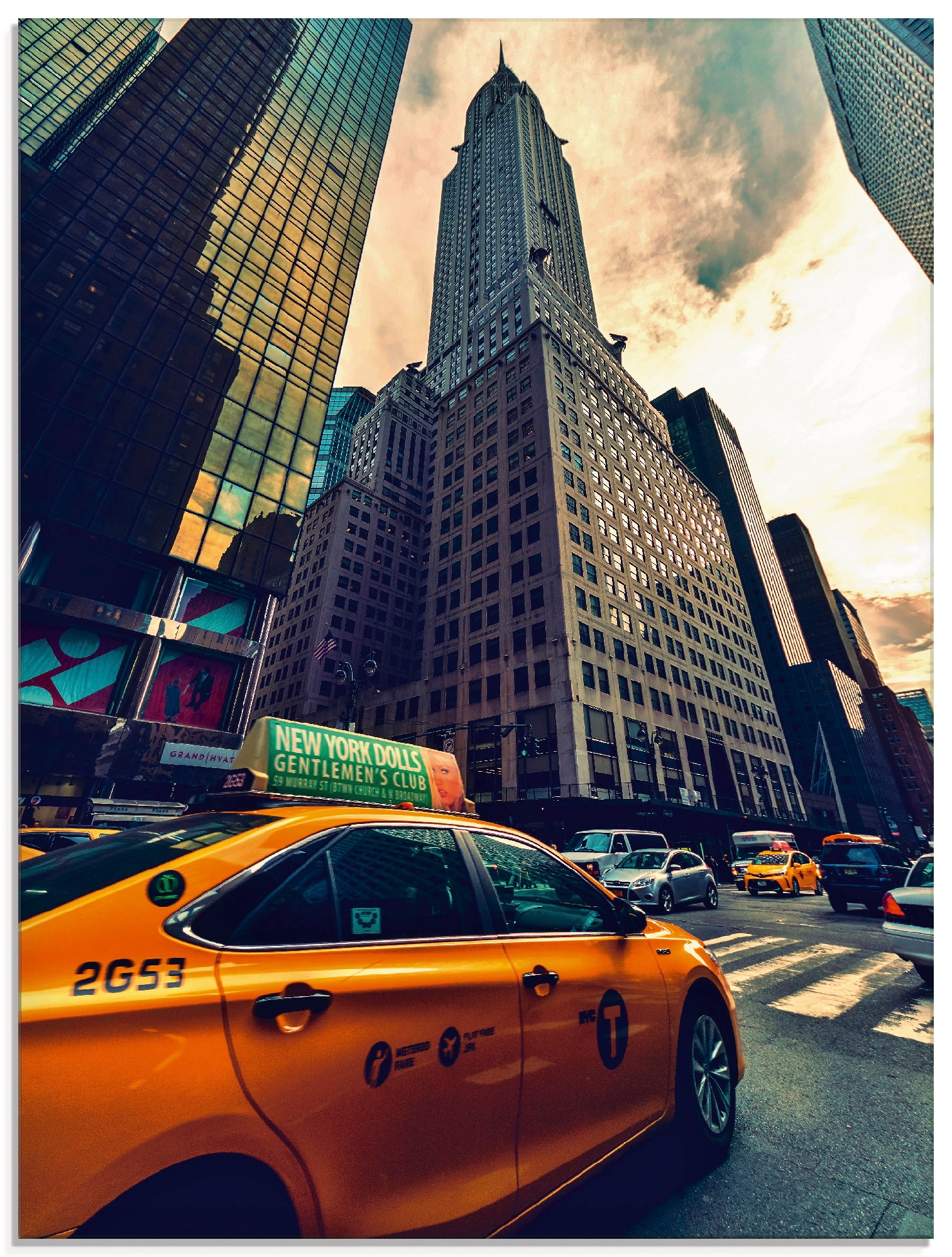 Artland Glasbild »Taxi in New York«, Gebäude, (1 St.), in verschiedenen  Größen online bei OTTO