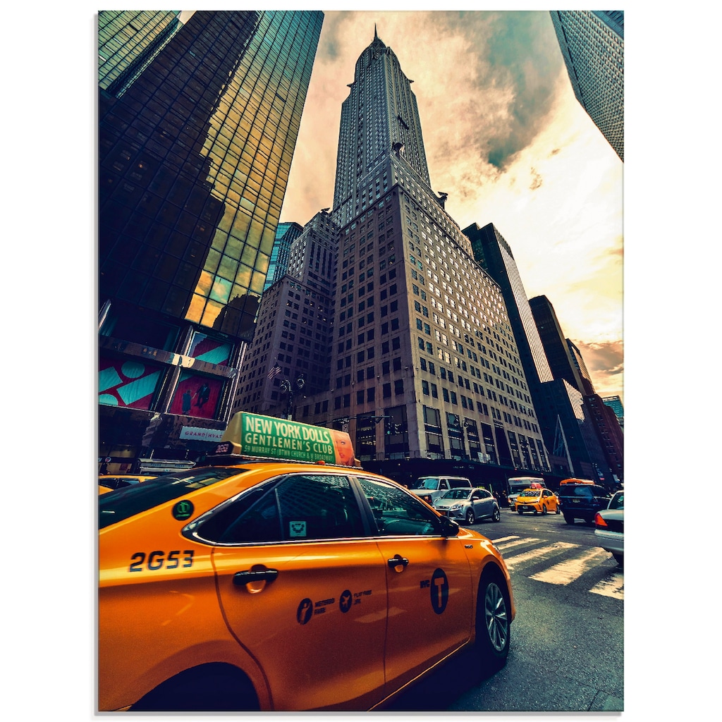 Artland Glasbild »Taxi in New York«, Gebäude, (1 St.)
