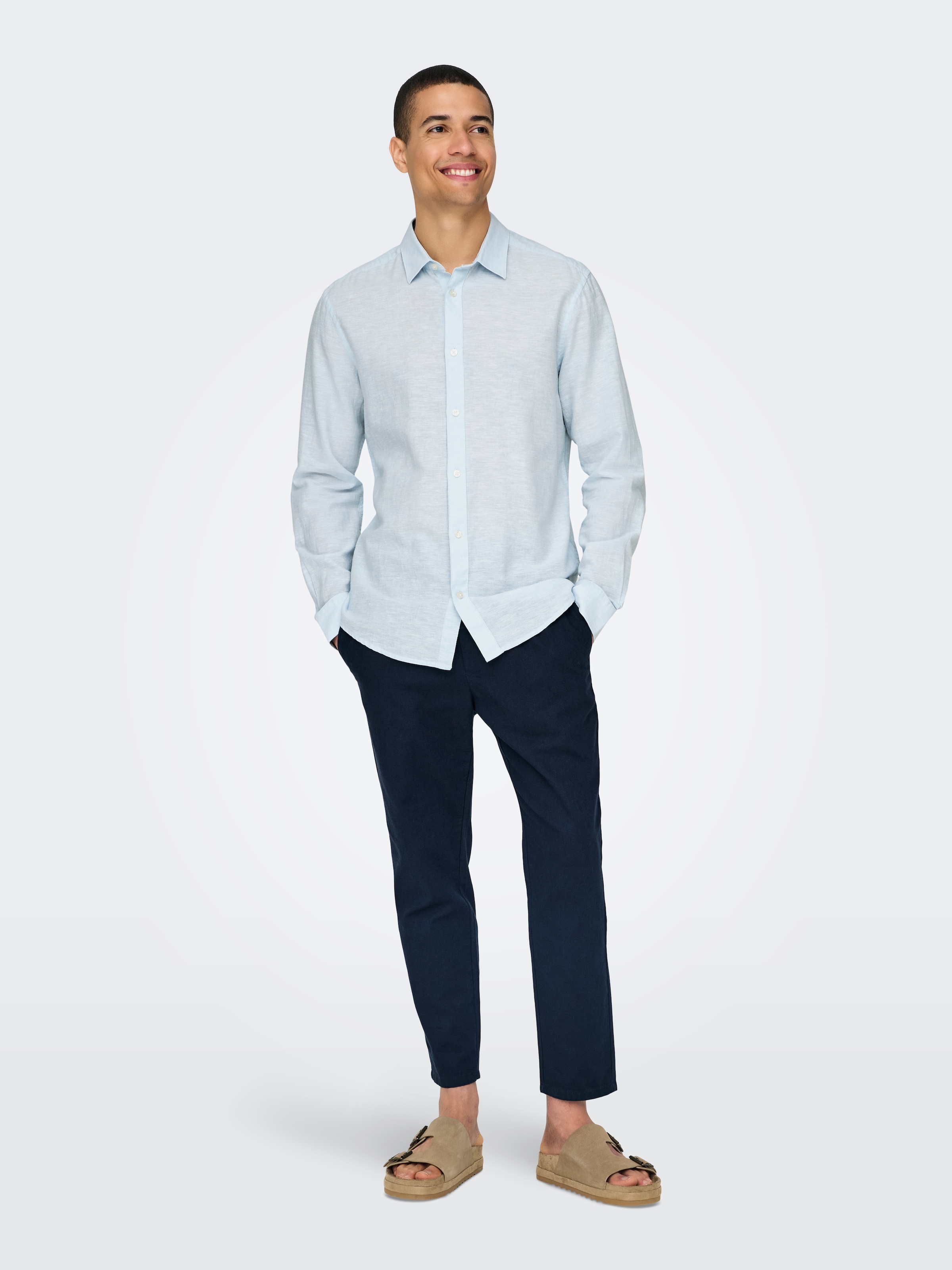 ONLY & SONS Langarmhemd »ONSCAIDEN LS SOLID LINEN SHIRT NOOS«