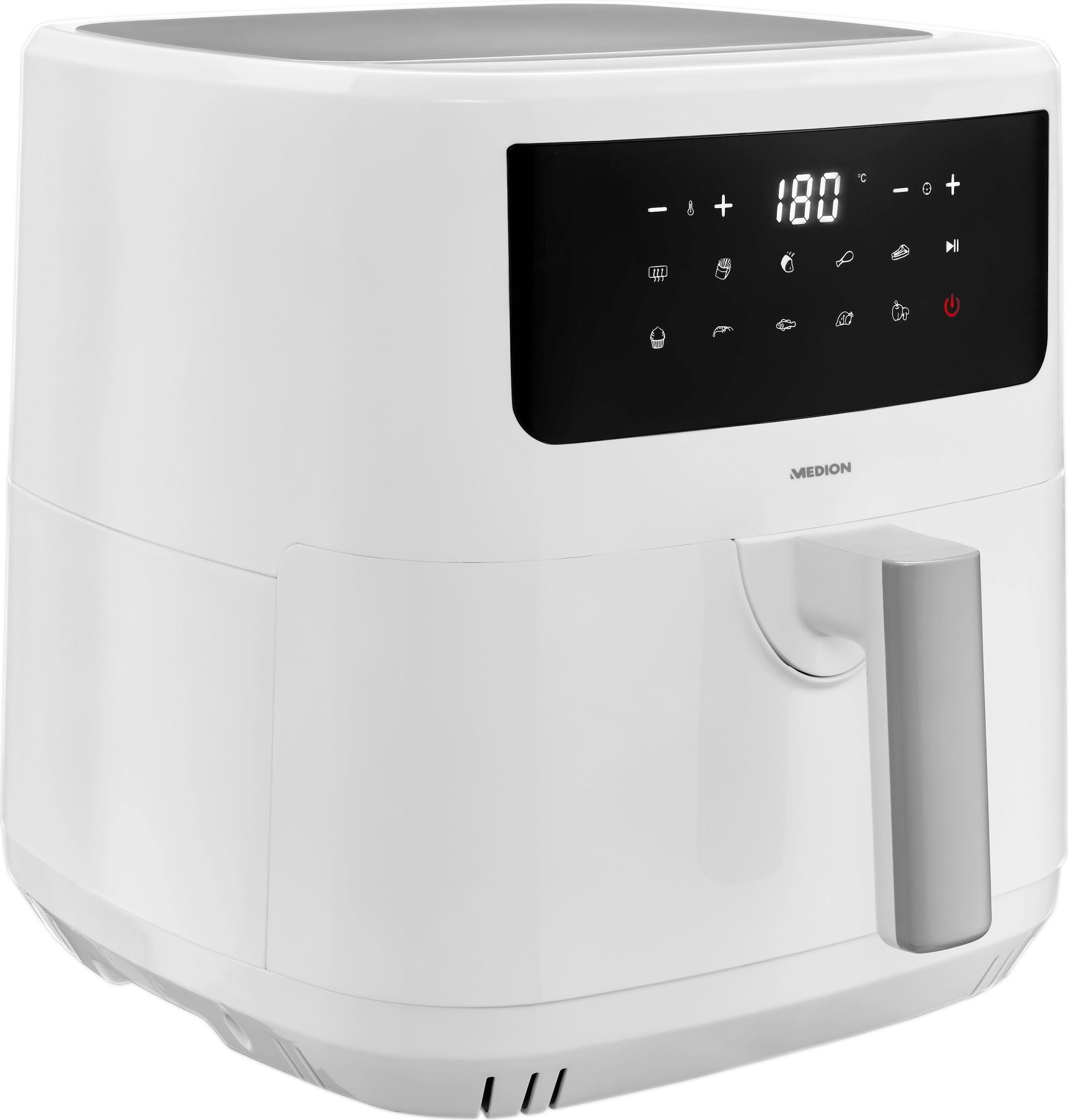 Medion® Heißluftfritteuse »mit 2 Heizelementen MD11750 P10 XL Duo, großer«, 2000 W, Fassungsvermögen 6,8 l, Frittierkorb; Nutzinhalt 6,3 L; Schüttelalarm, 9 Automatikprogramme