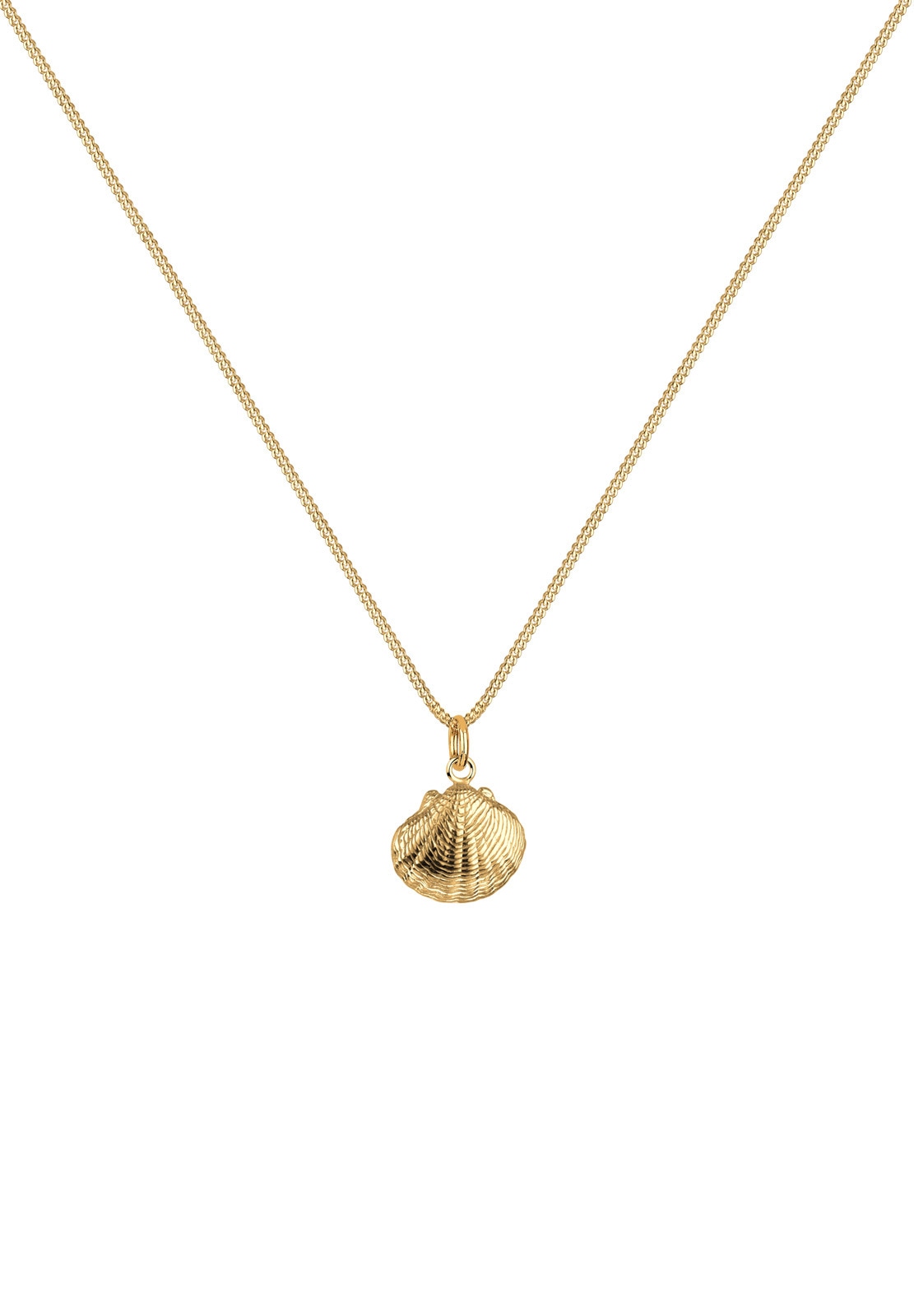 Elli Kette mit Anhänger »Halskette Muschel Anhänger 925 Sterling Silber vergoldet«