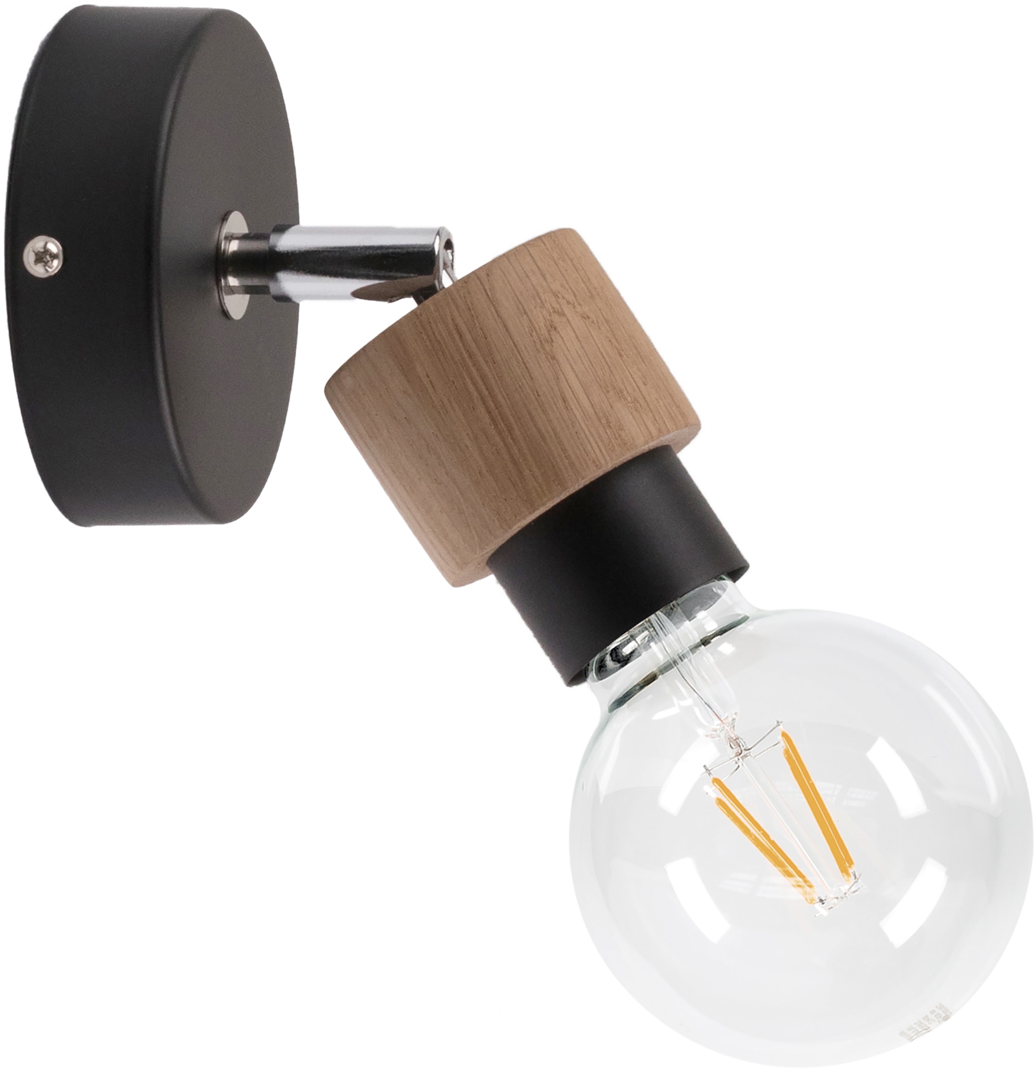 BRITOP LIGHTING Wandleuchte »MARJOLAINE«, Leuchtmittel E27 | Leuchtmittel wechselbar-ohne Leuchtmittel, Bewegliche Spots, aus Eichenholz, FSC®-Zertifikat