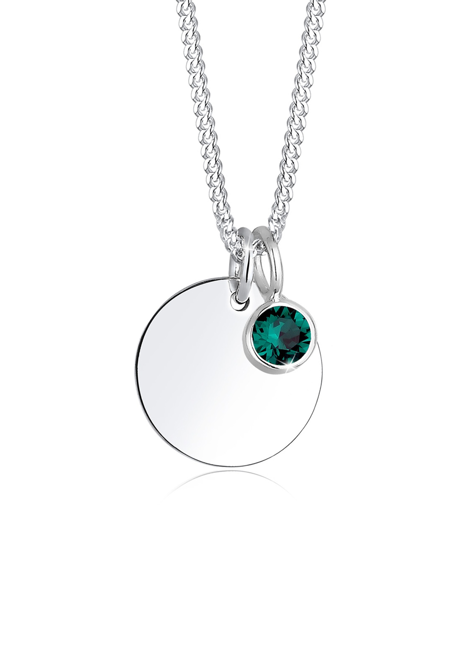 Elli Silberkette »Halskette Plättchen mit Geburtstein Kristalle 925 Sterling silber«