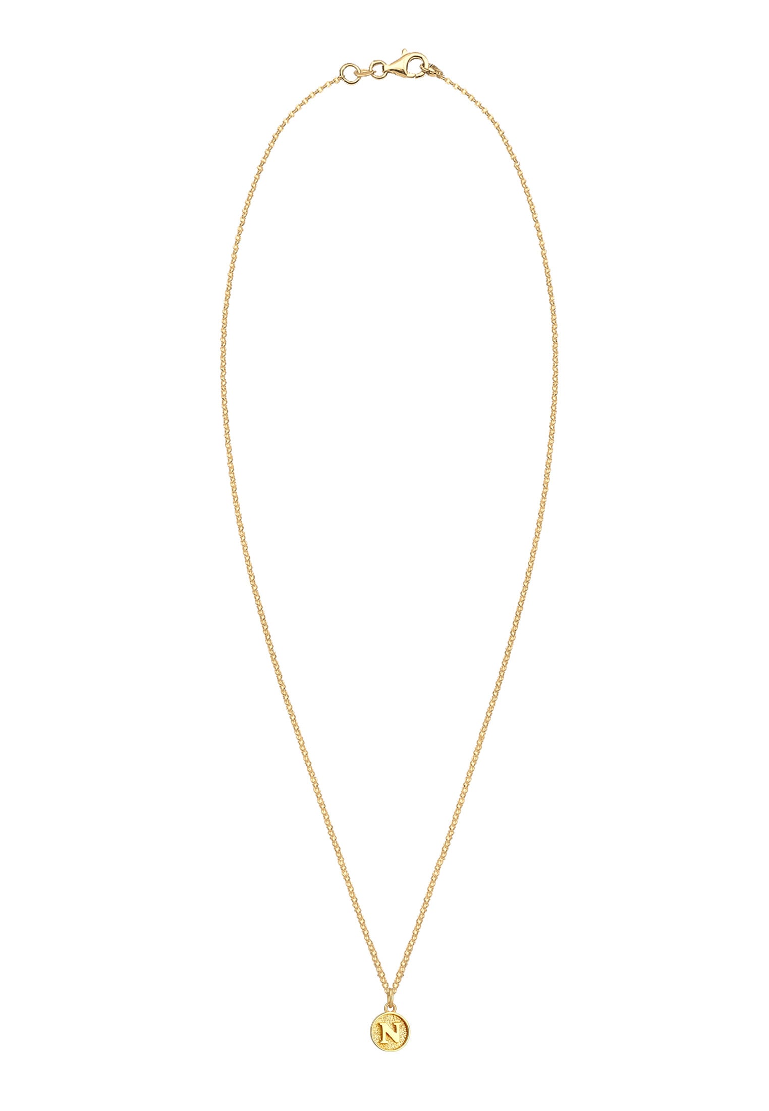 Elli Kette mit Anhänger »Halskette Plättchen Vintage Buchstabe N Initialen 925 Sterling Silber«