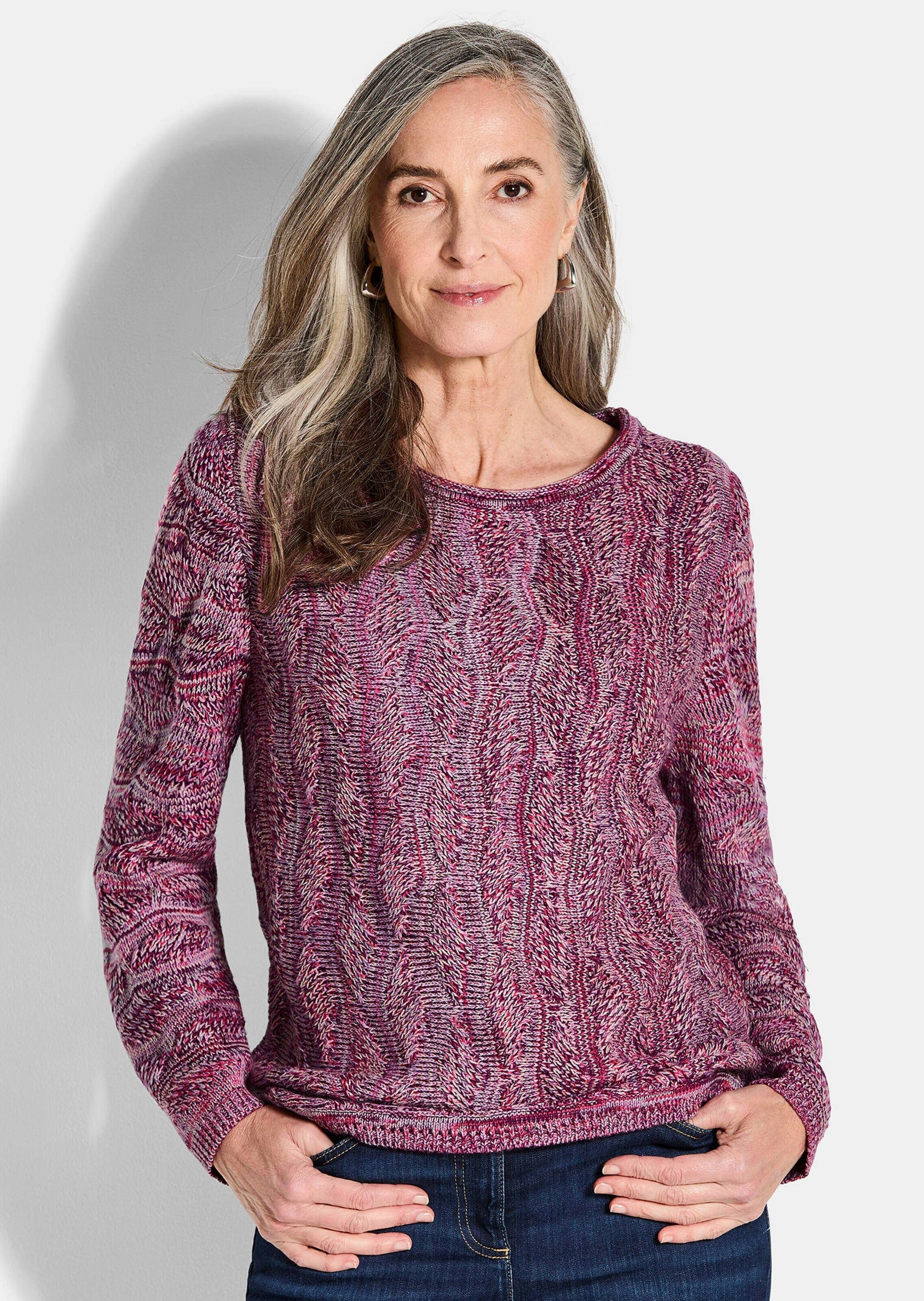 GOLDNER Rundhalspullover »Langarmoberteil im Strukturstrick«