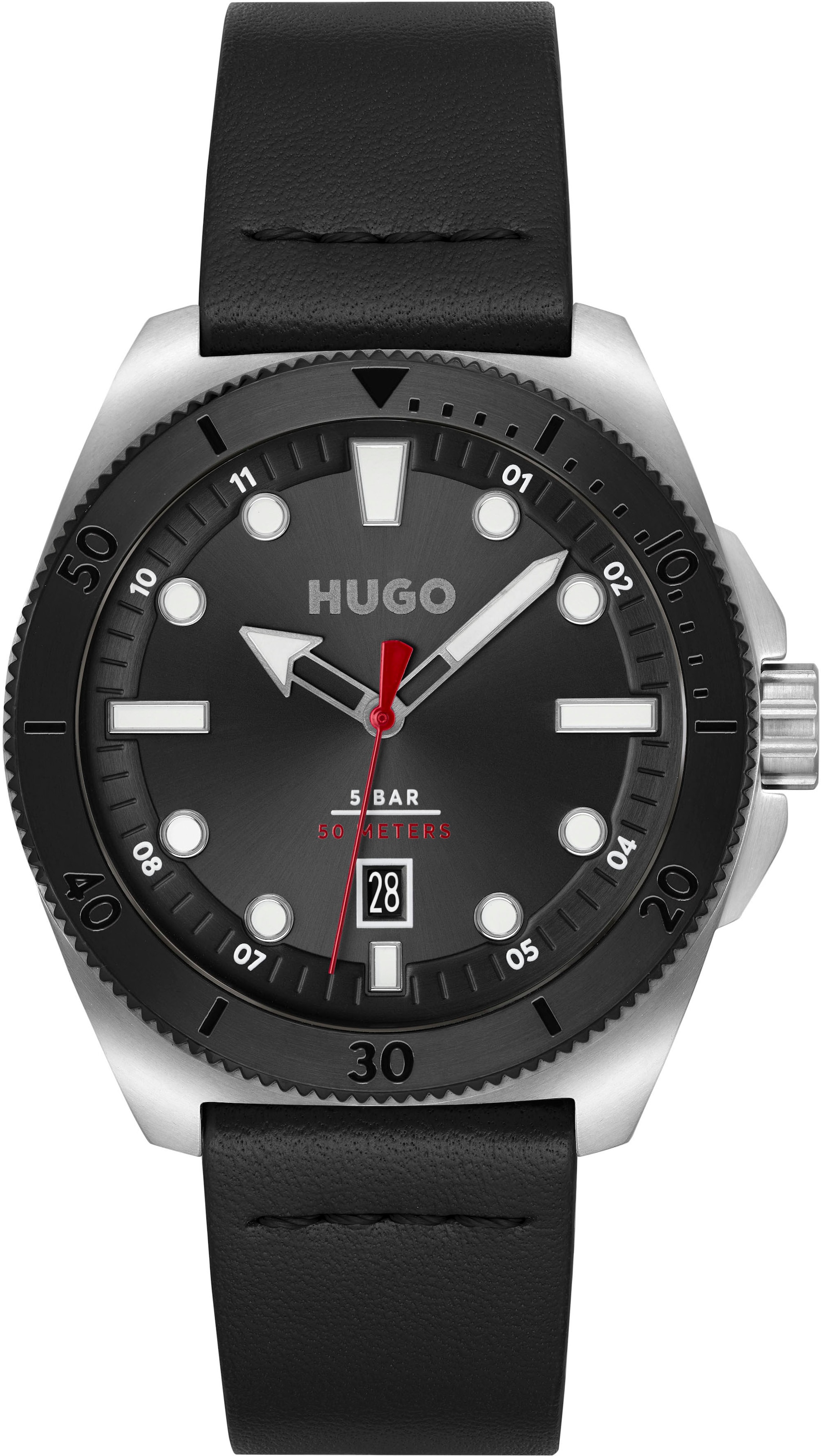 HUGO Quarzuhr »#VISIT, 1530301«, Armbanduhr, Herrenuhr, Datum, Mineralglas, anlog