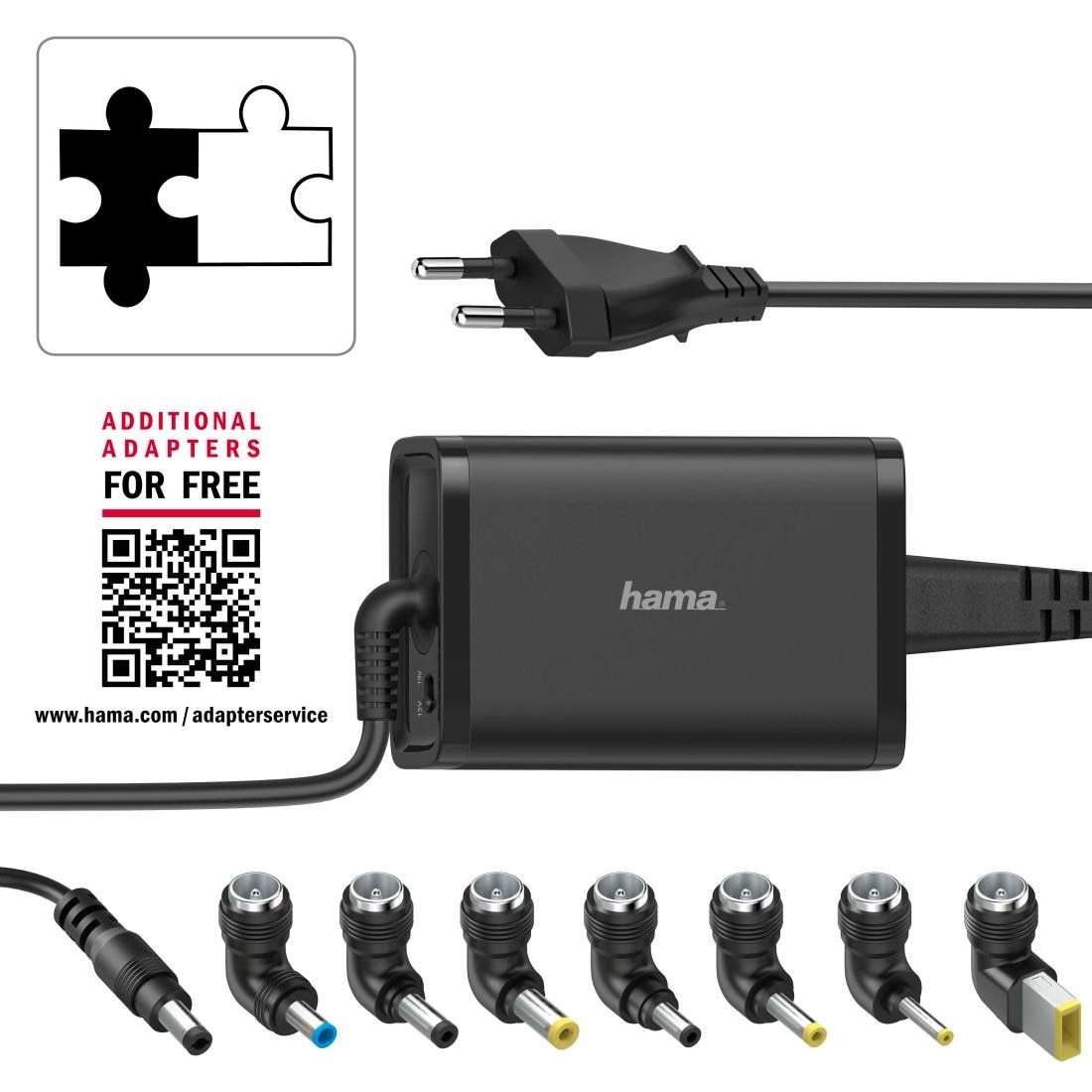 Hama Notebook-Netzteil »Universal-Notebook-Netzteil, 15-19V/65W 8 Notebookstecker«