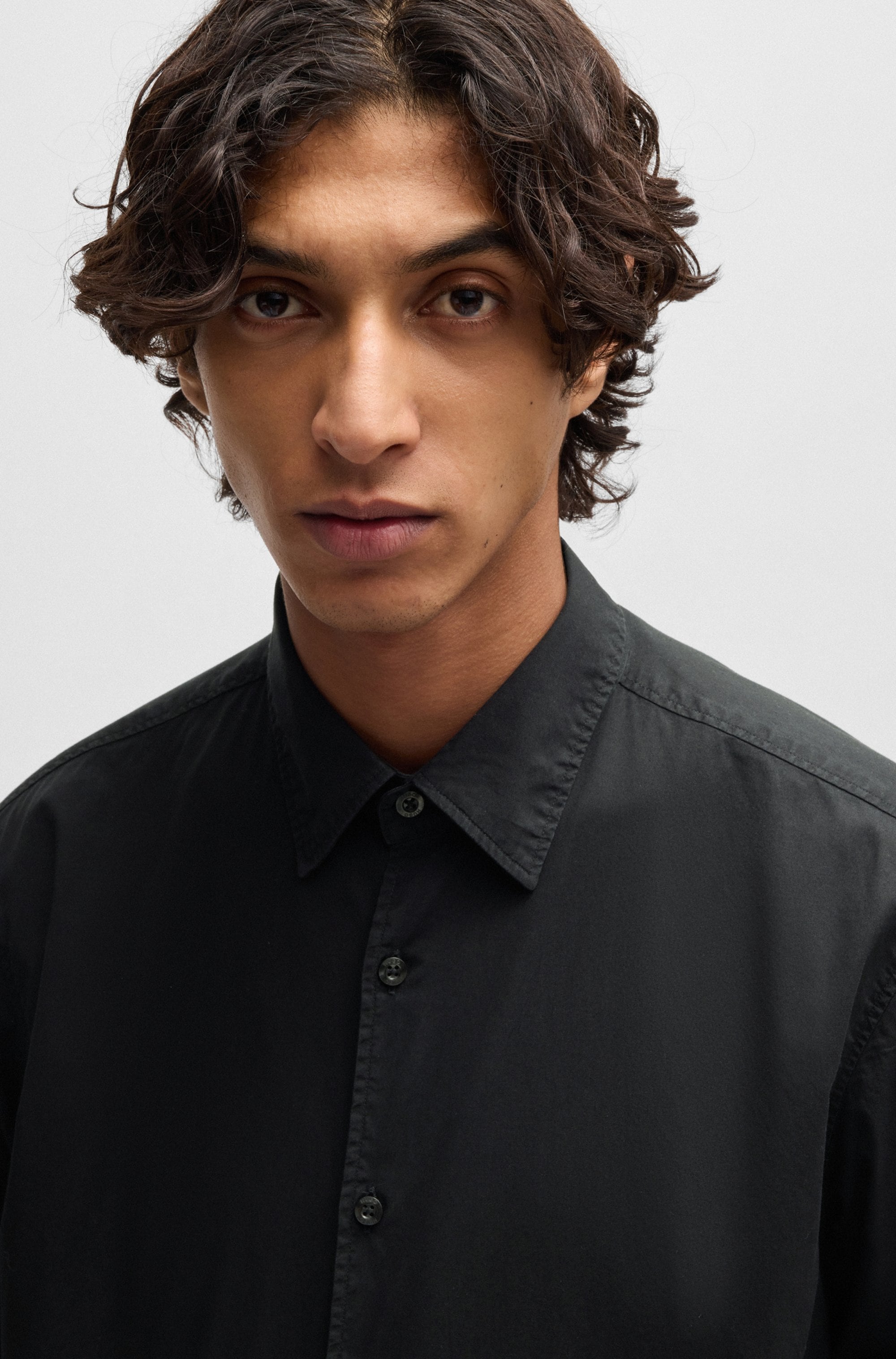 HUGO Langarmhemd »Ermo« Kentkragen, Slim Fit, Baumwoll-Mix