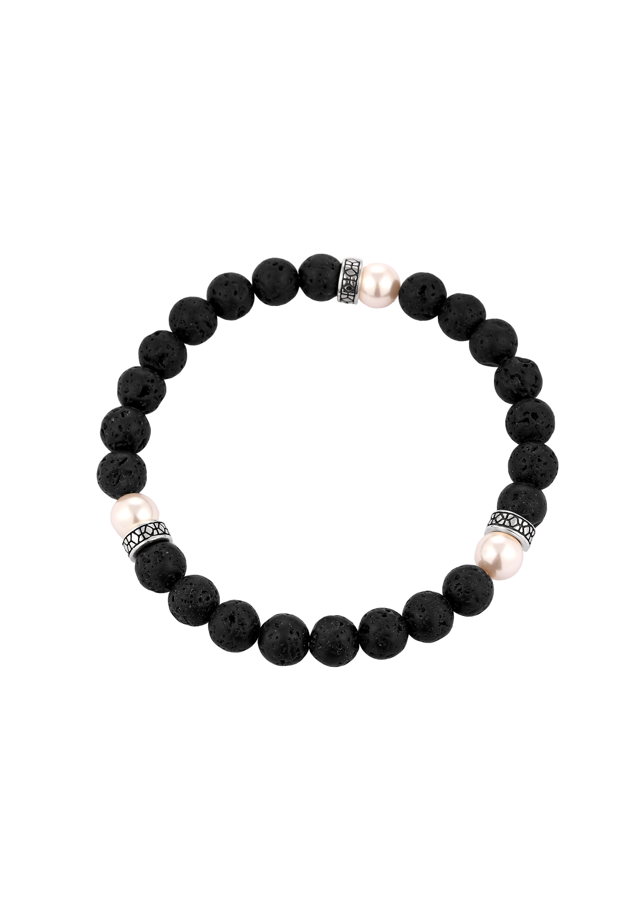 Kuzzoi Armkette »Armband Lava Synthetische Perle Schwarz 925 Sterling Silber«