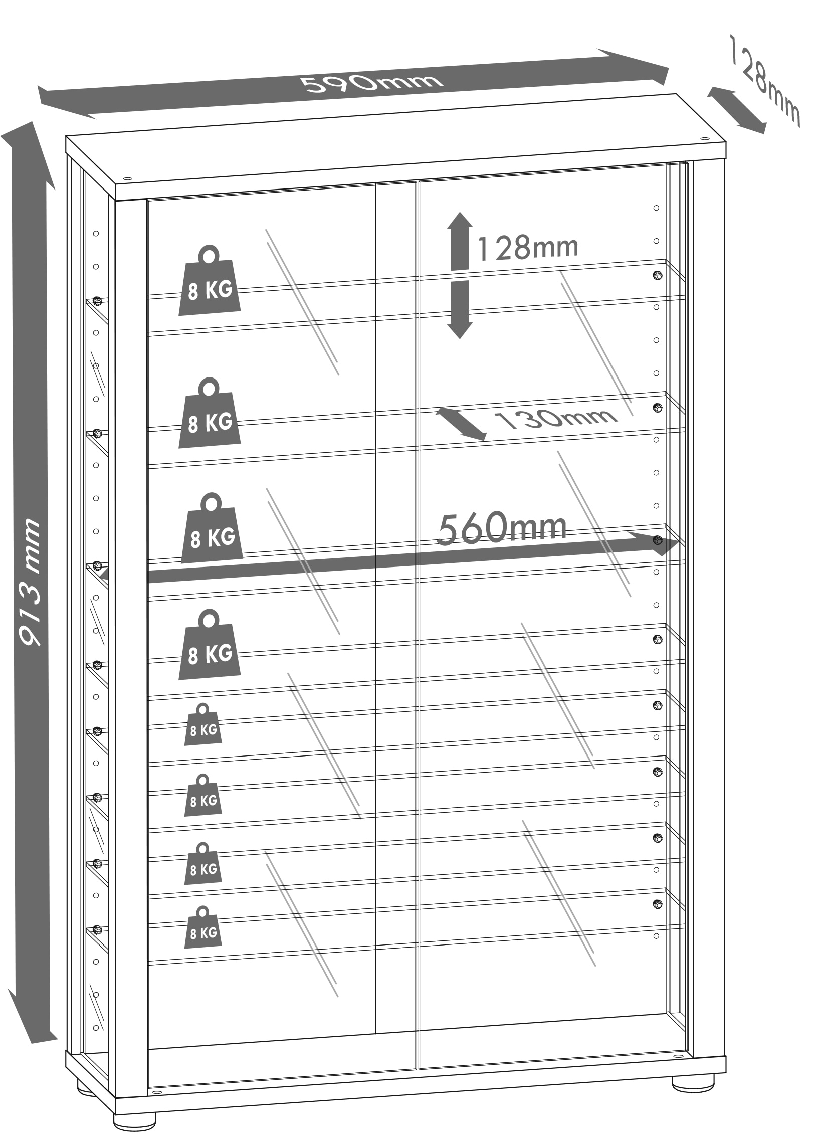 VCM Vitrine »VCM Glasvitrine stehend | Vitrine Glas mit ESG-Sicherheitsglas | Maße ca. H. 90 x B. 59 x T. 18 cm | Standvitrine Glas | Modern und platzsparend | Glas Vitrinenschrank ¿ Lumo Mini«, (1 St.)