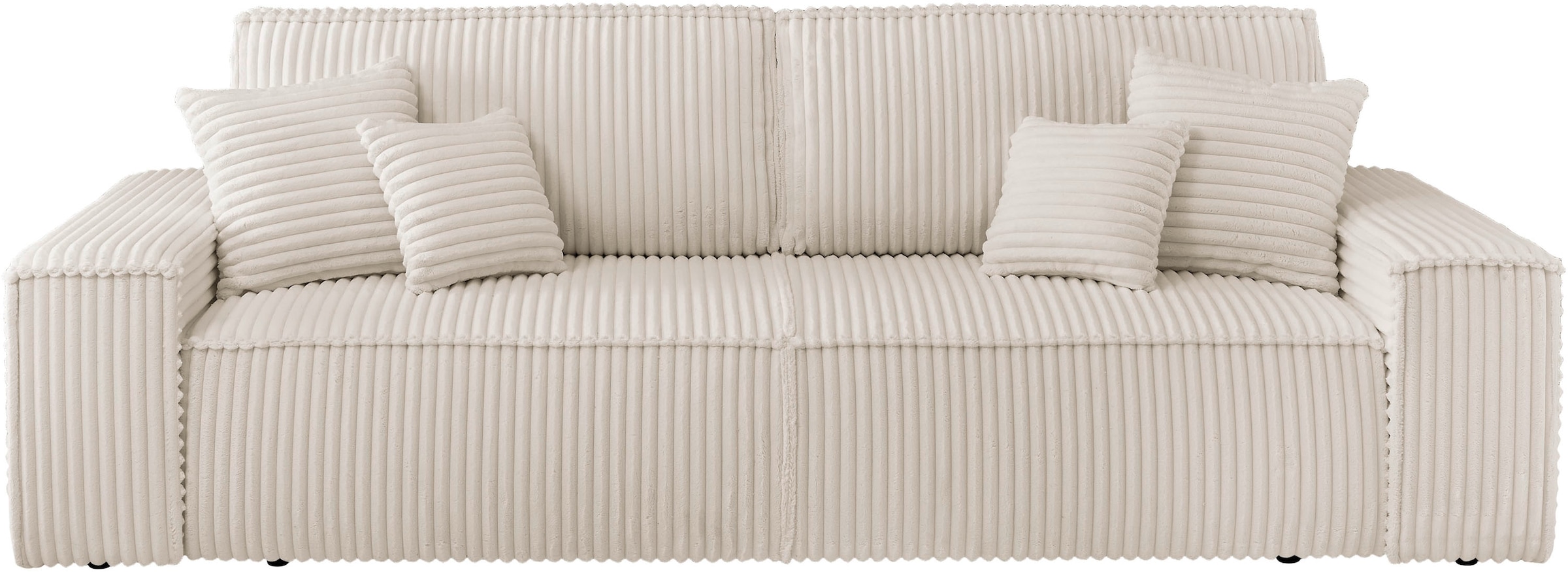 andas 3-Sitzer »FINNLEY Schlafsofa 257 cm, Schlaffunktion mit Bettkasten (200/136cm)«, in Aqua Clean-Bouclé, Struktur fein u. Cord