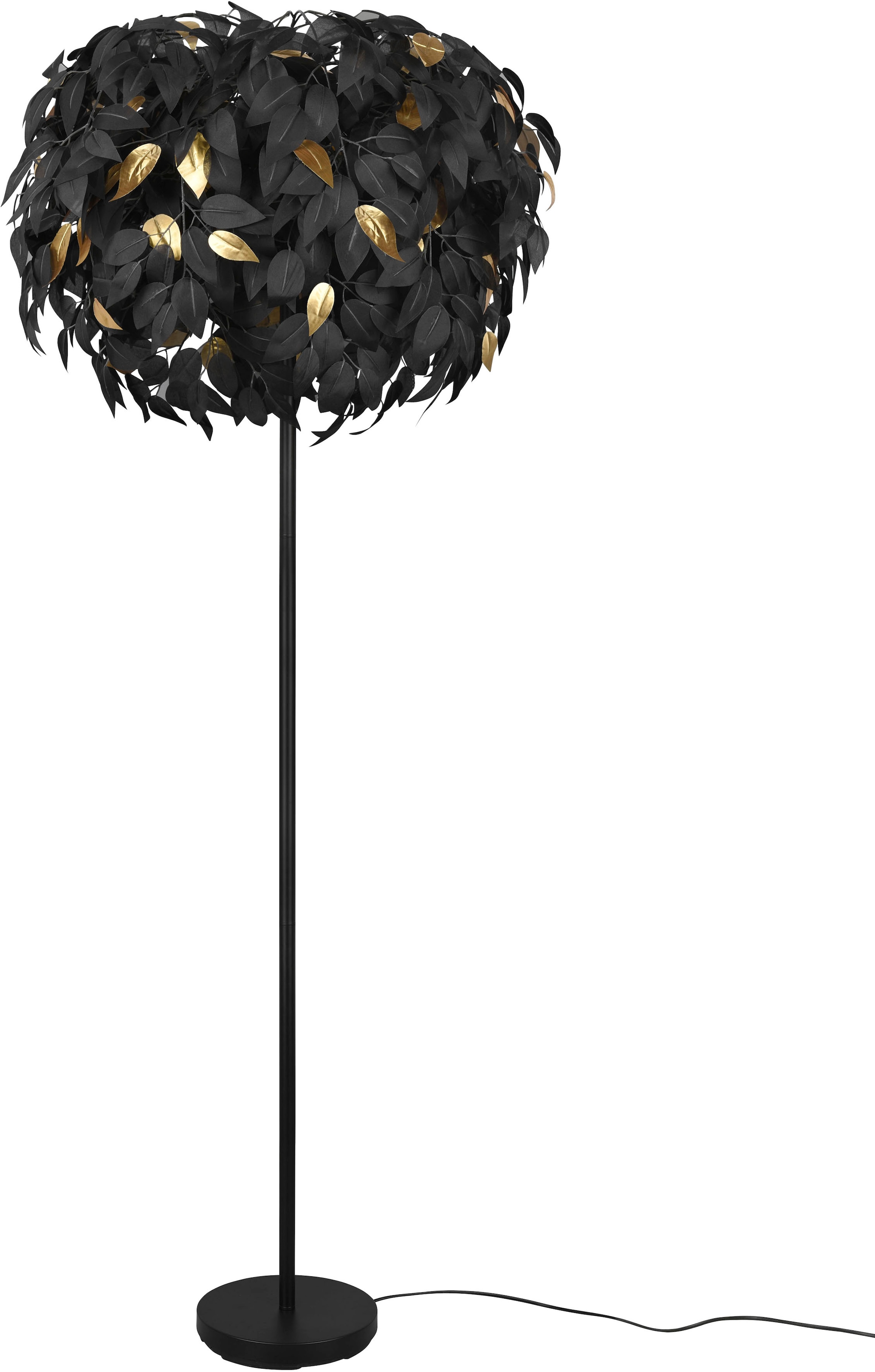 REALITY Leuchten Stehlampe »Leavy«, 3 flammig, Leuchtmittel E14 | ohne Leuchtmittel, Stehleuchte Blatt Design, Fußschalter, exkl 3xE14 max 28W