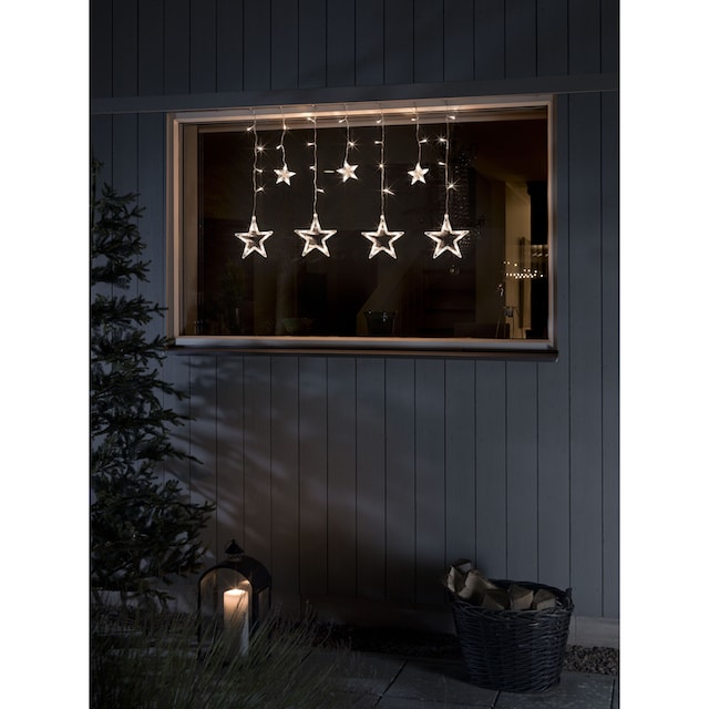 KONSTSMIDE LED-Lichtervorhang, 77 St.-flammig, 3 kleine und 4 große Sterne,  mit Multifunktion, 77 bernsteinfb. Dioden im OTTO Online Shop