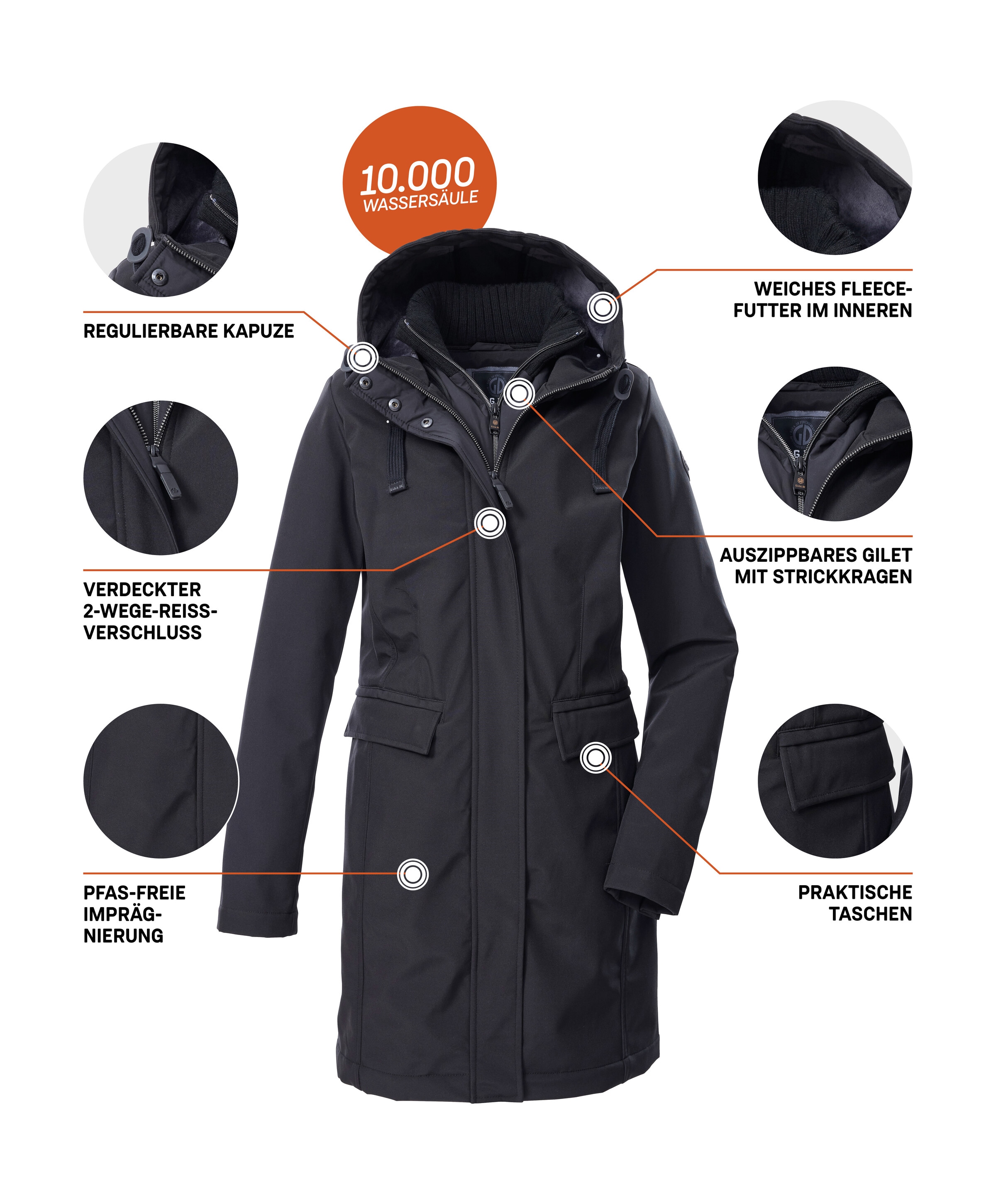 G.I.G.A. DX by killtec Softshellparka »GW 79 WMN SFTSHLL PRK«, Damen Softshellparka: wasserabweisend, atmungsaktiv