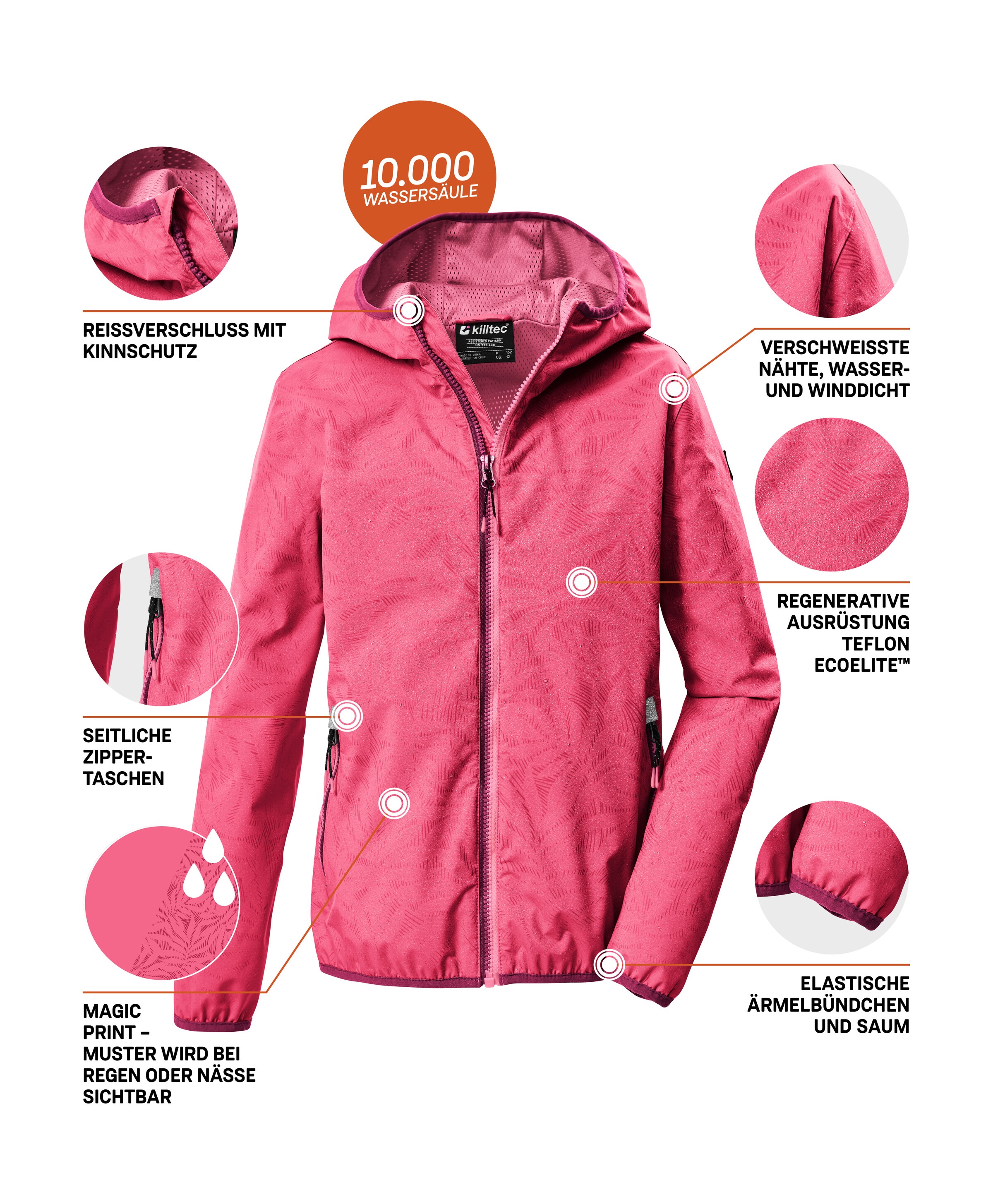 Killtec Funktionsjacke »KOS 156 GRLS JCKT« Wind- und wasserdichte Mädchenjacke mit Magic Print