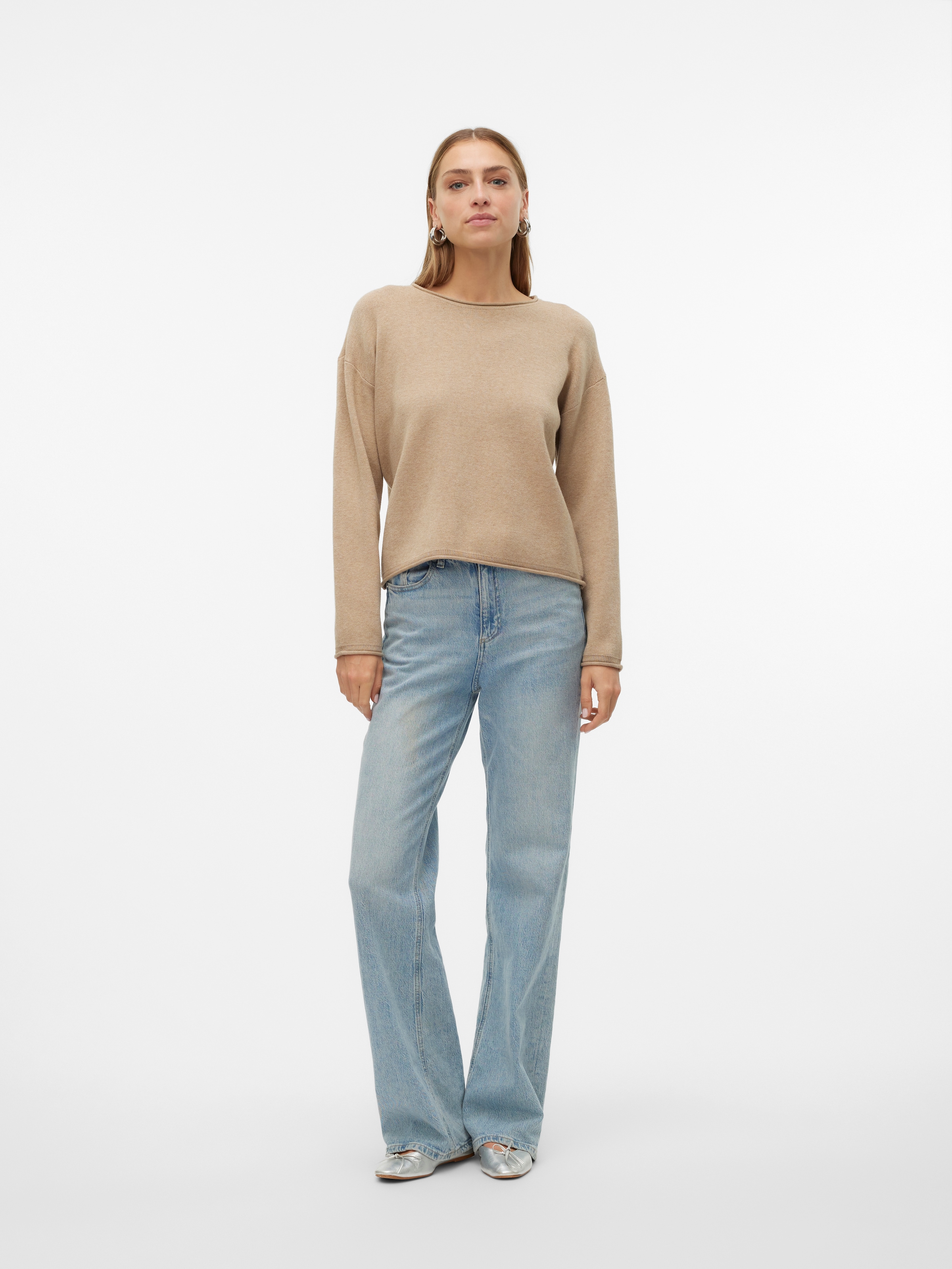 Vero Moda Strickpullover »VMGOLD ROLL LS O-NECK PULLOVER GA«