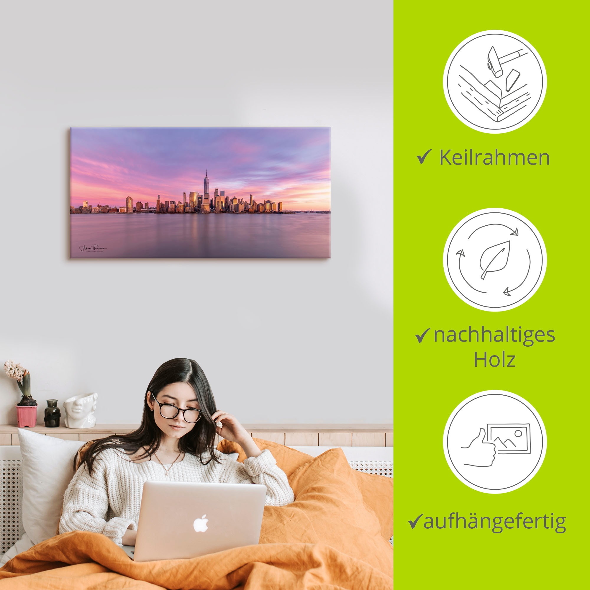 Artland Wandbild »Manhattan Skyline«, New York, (1 St.), als Alubild, Outdoorbild, Leinwandbild in verschied. Größen